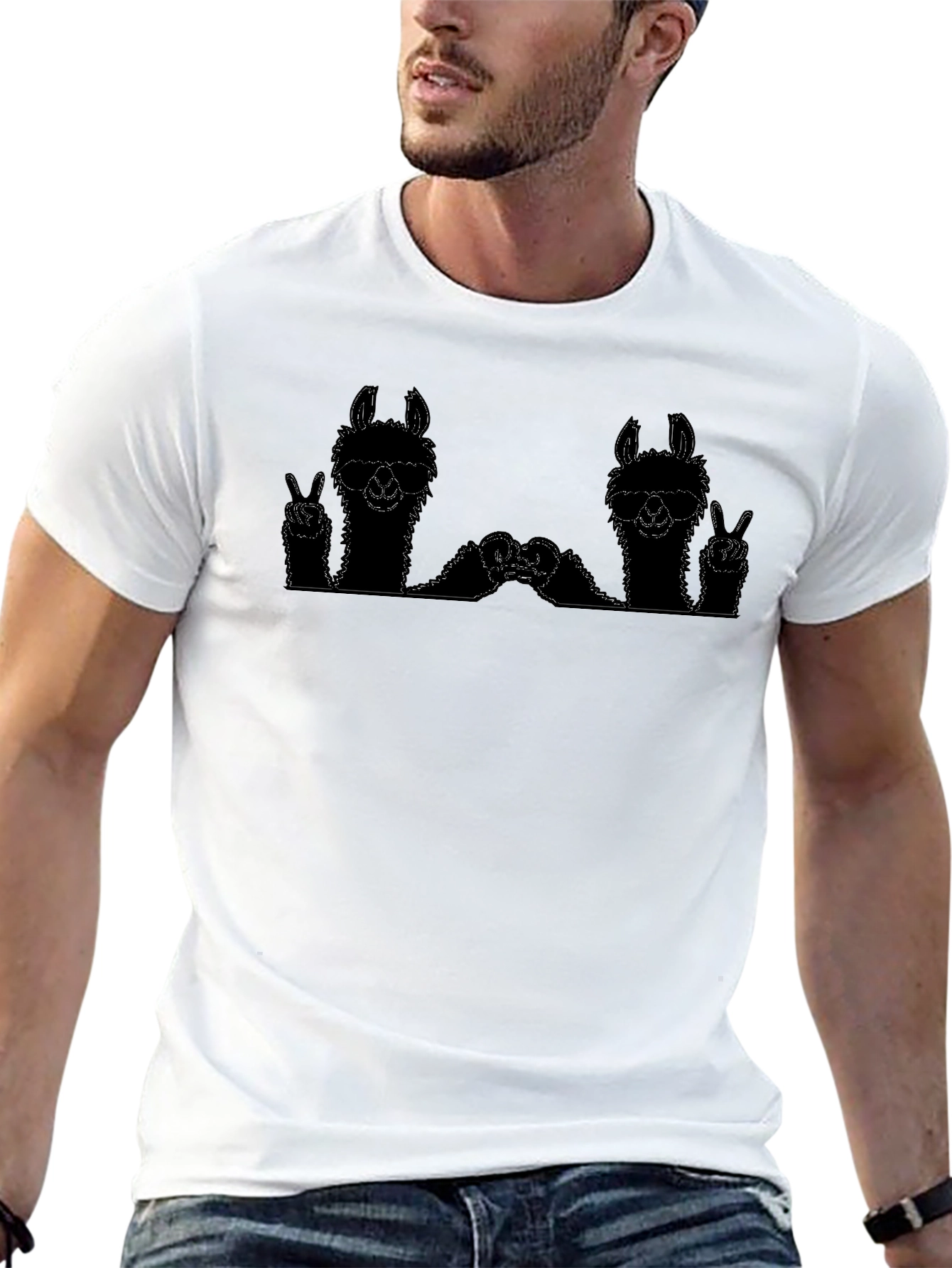 Llama Peace Sign Graphic Tee
