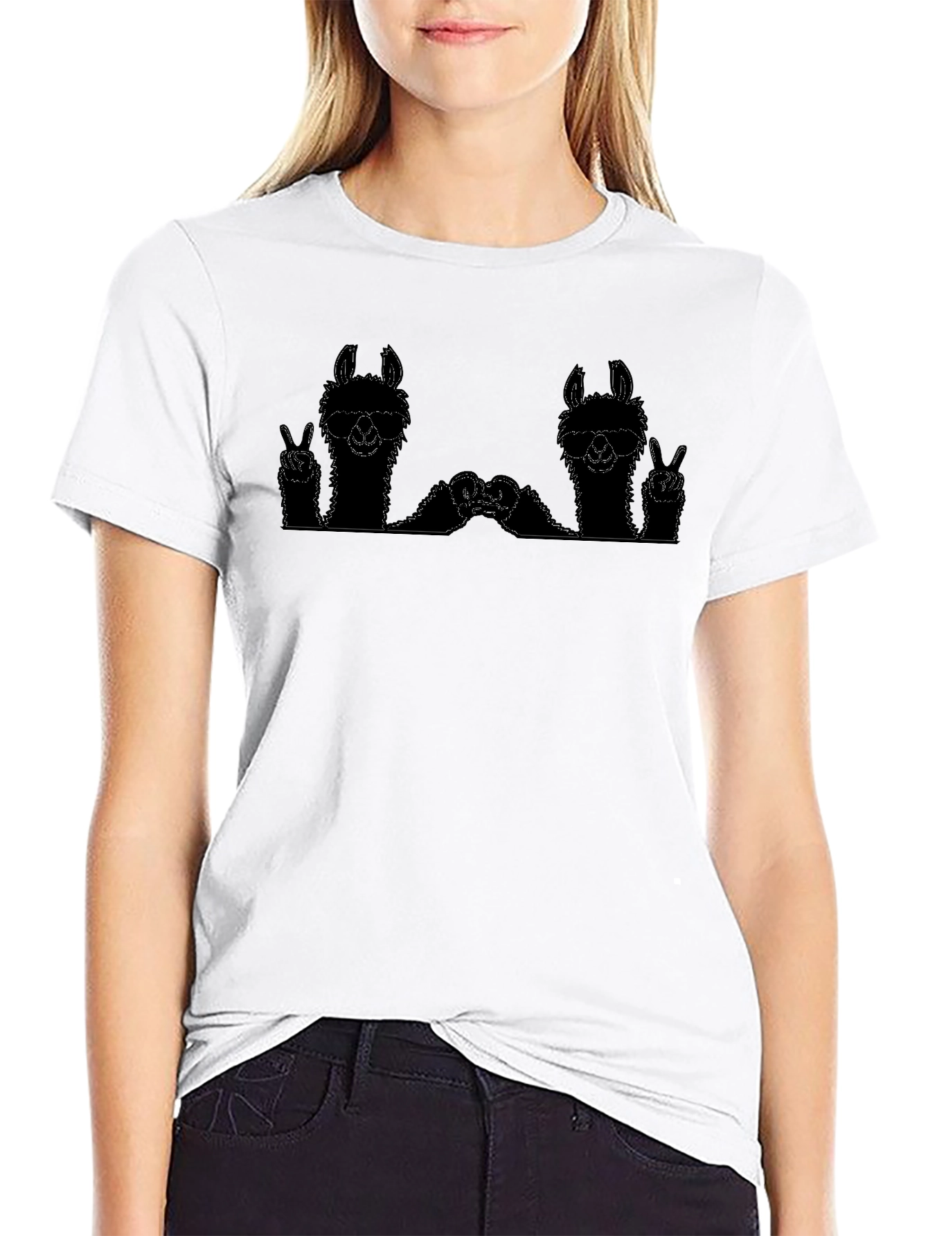 Llama Peace Sign Graphic Tee