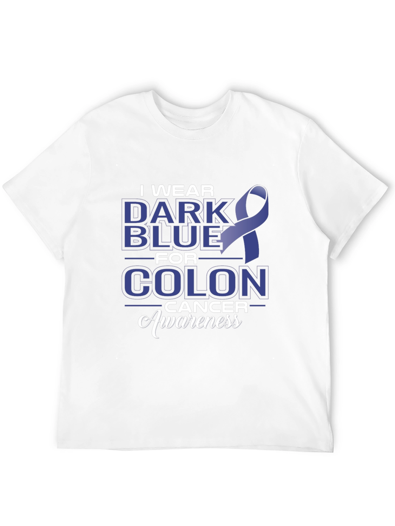 Colon Cancer Awareness Dark Blue Ribbon T-Shirt