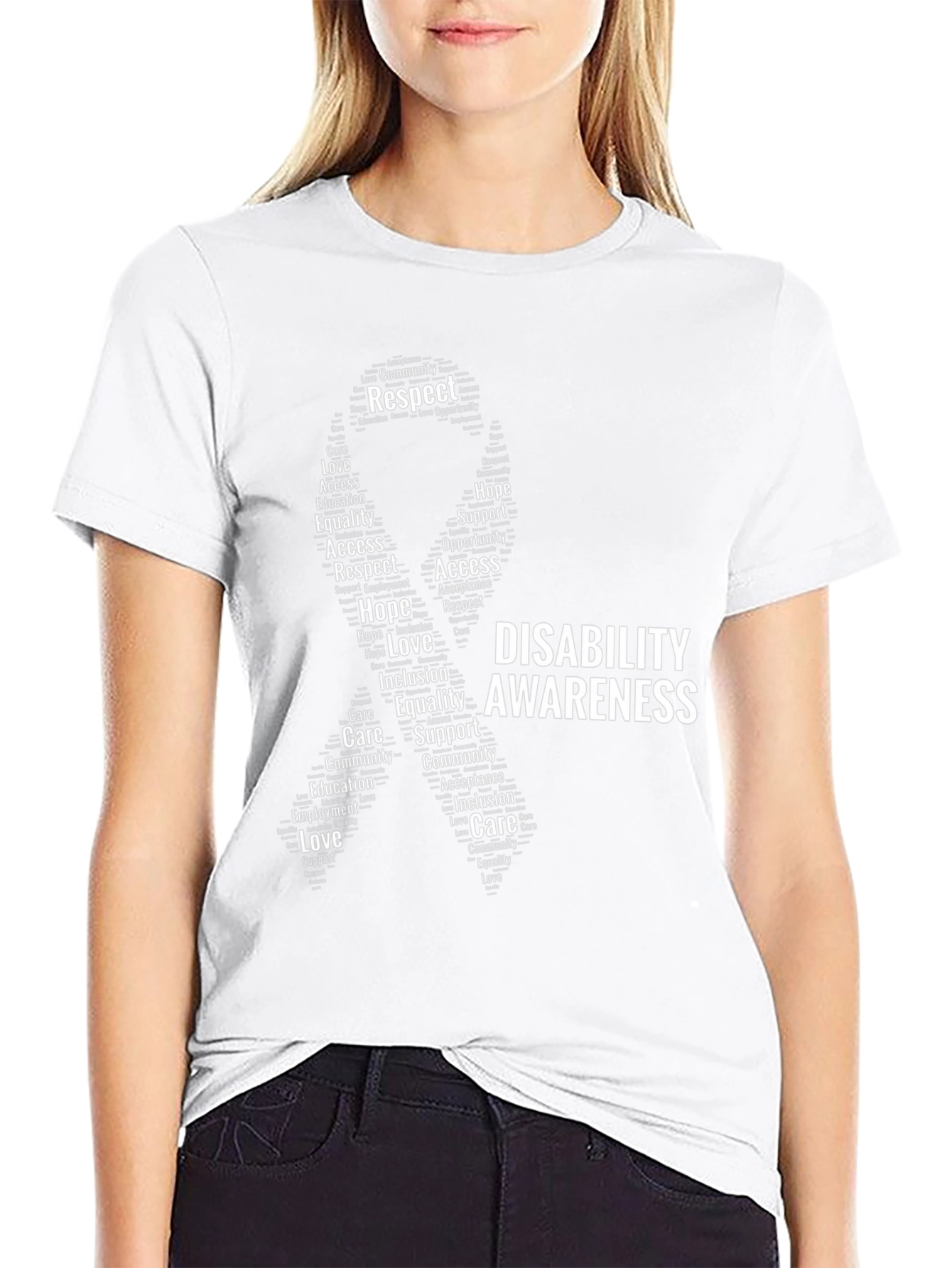 Disability Awareness Ribbon Word Art T-Shirt