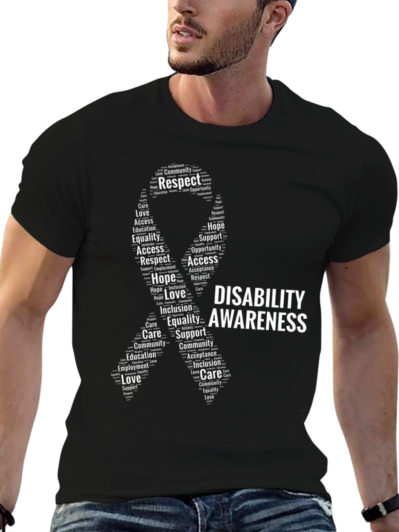 Disability Awareness Ribbon Word Art T-Shirt