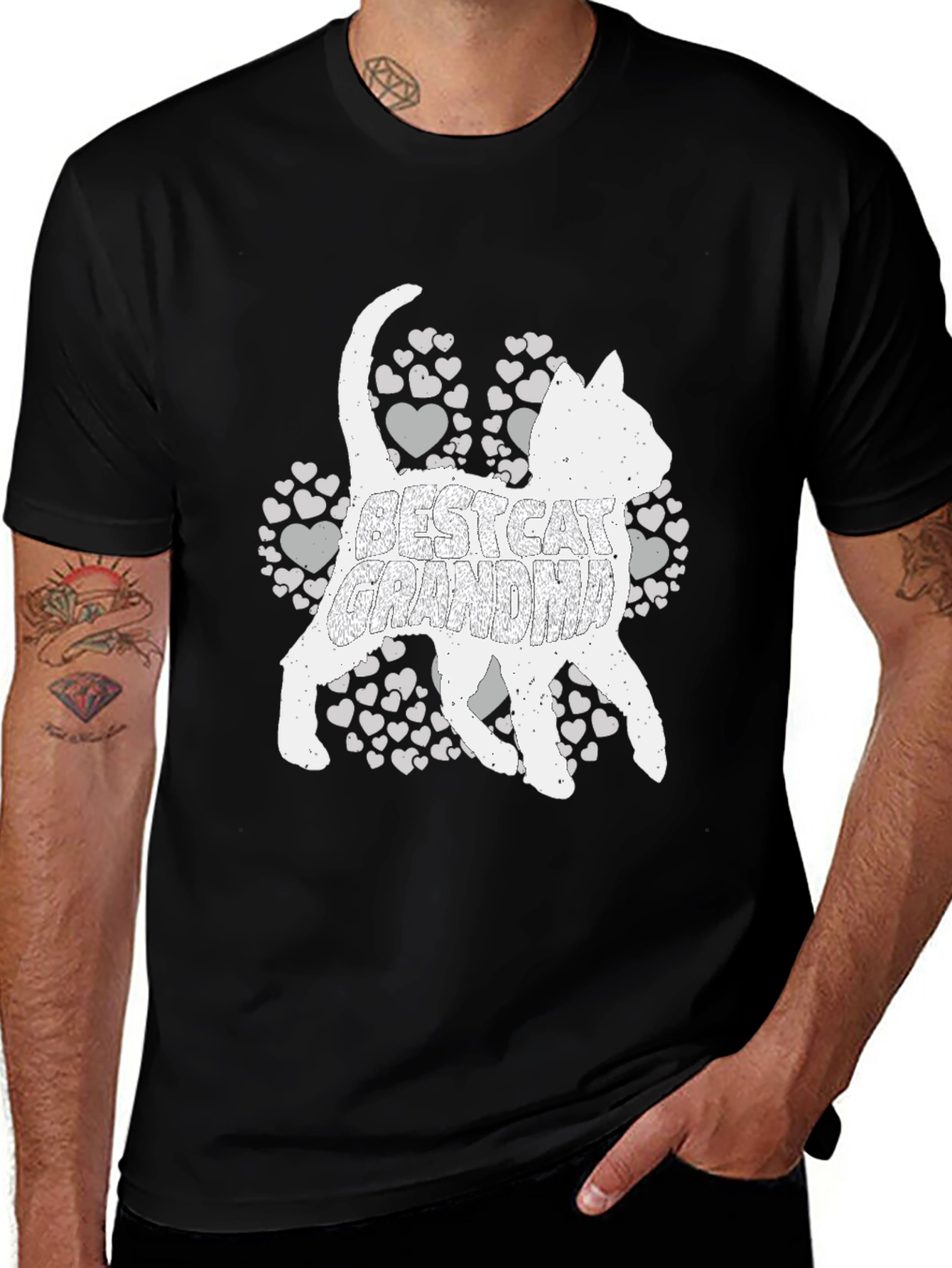 Best Cat Grandma Black T-Shirt