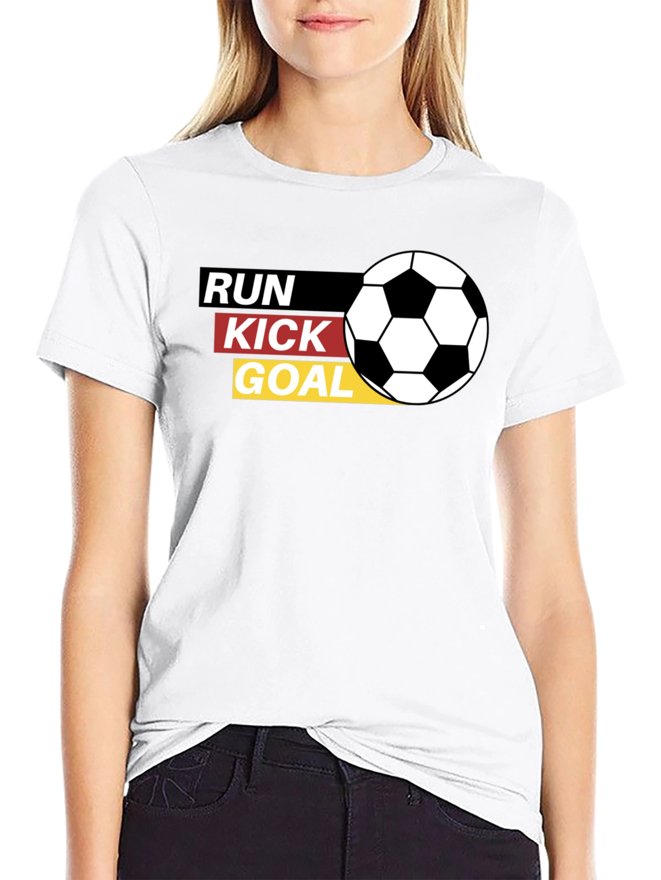 Run Kick Goal Soccer T-Shirt - Black
