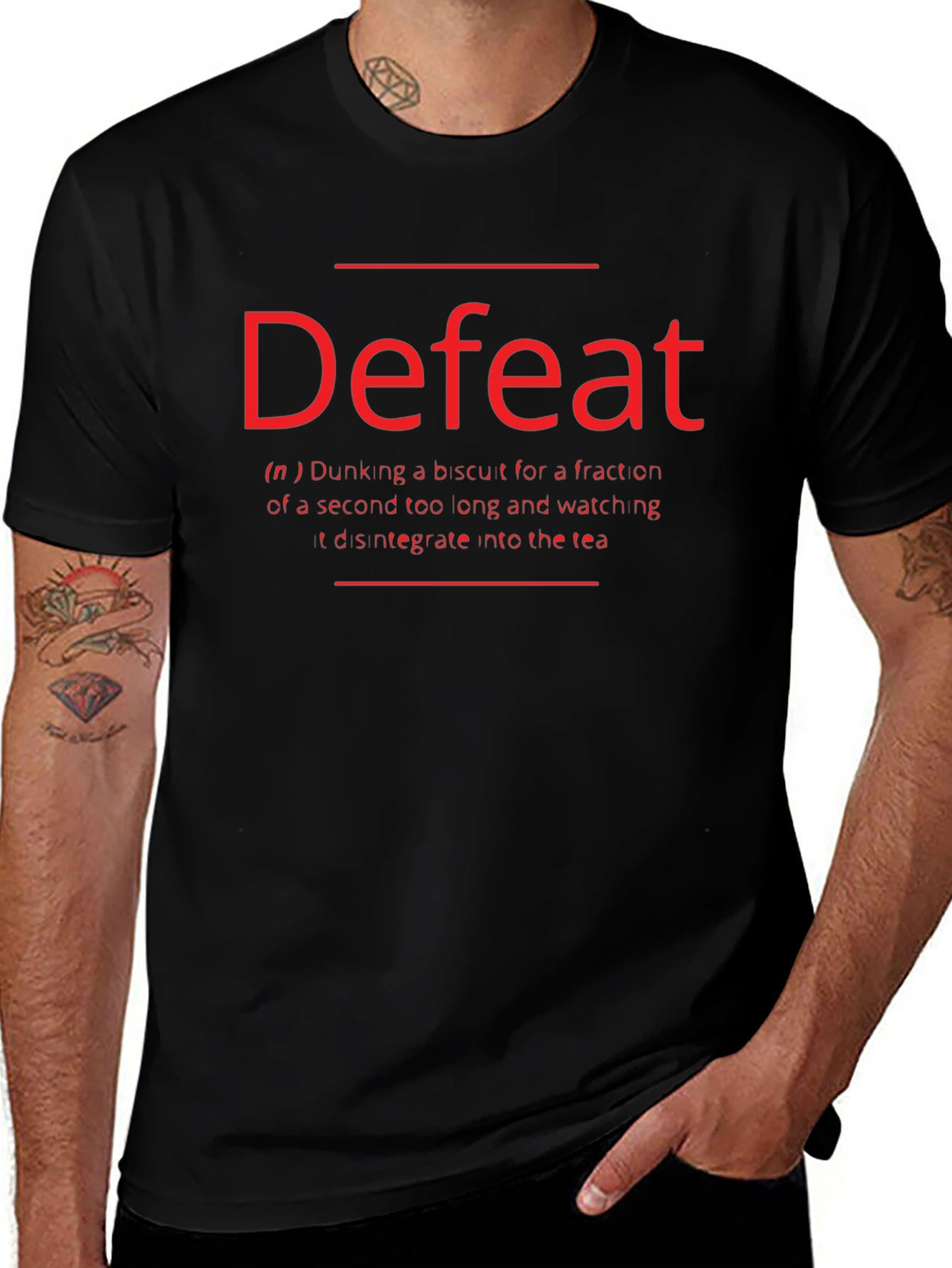 Defeat Biscuit Dunking Black T-Shirt Funny Definition
