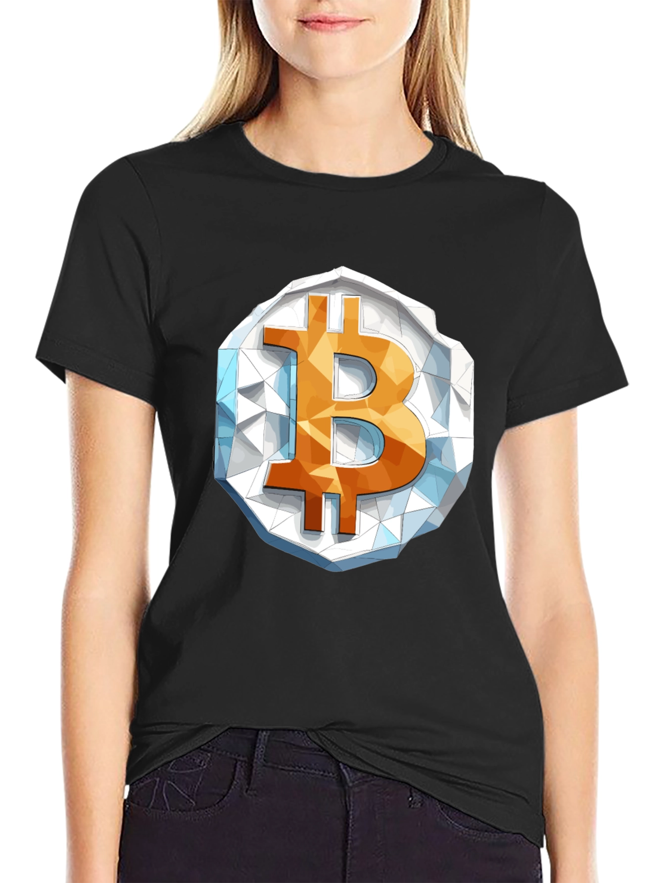 Bitcoin Crypto T-Shirt - Geometric B Design