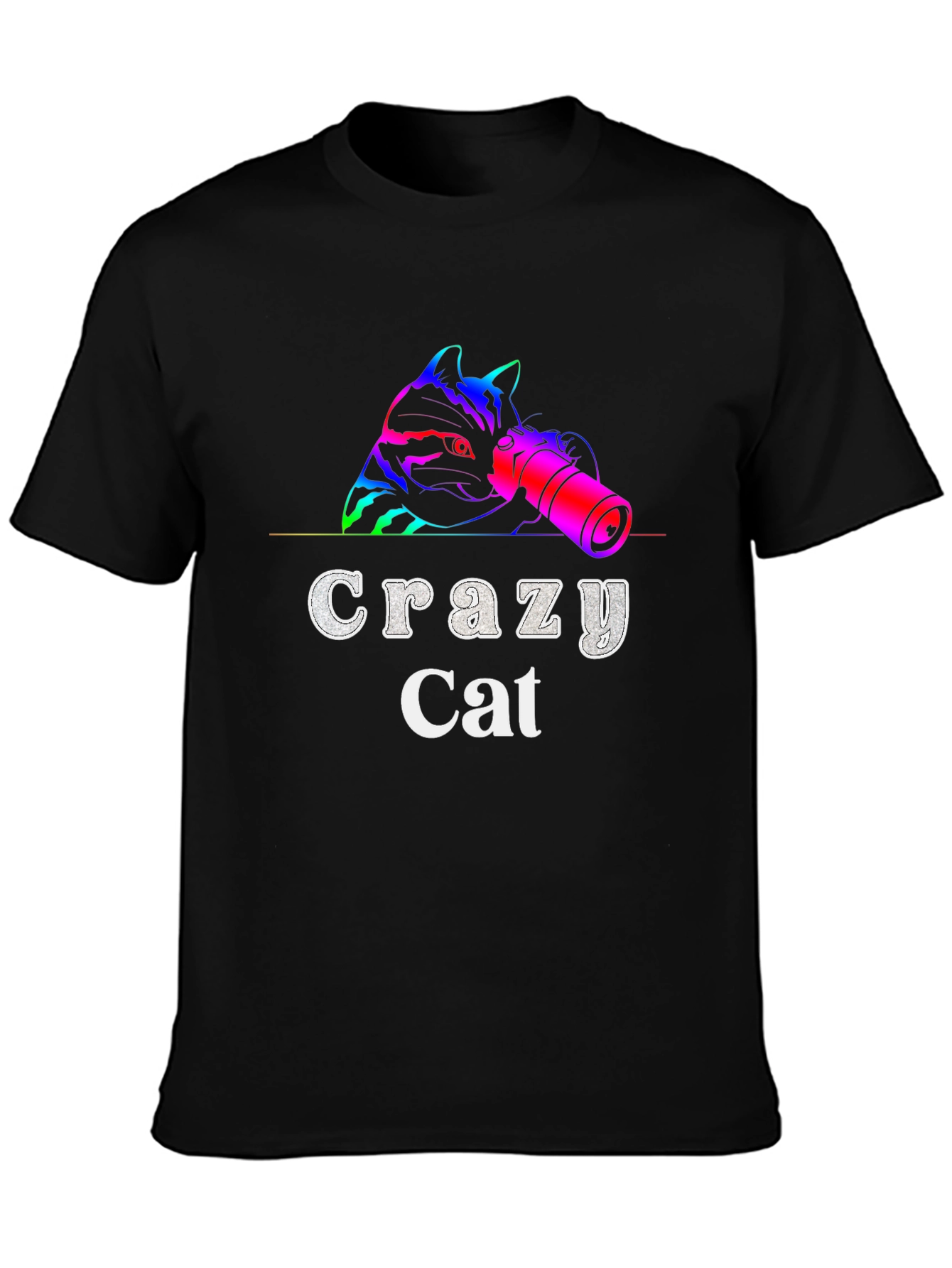 Crazy Cat Graphic Tee - Unique Design