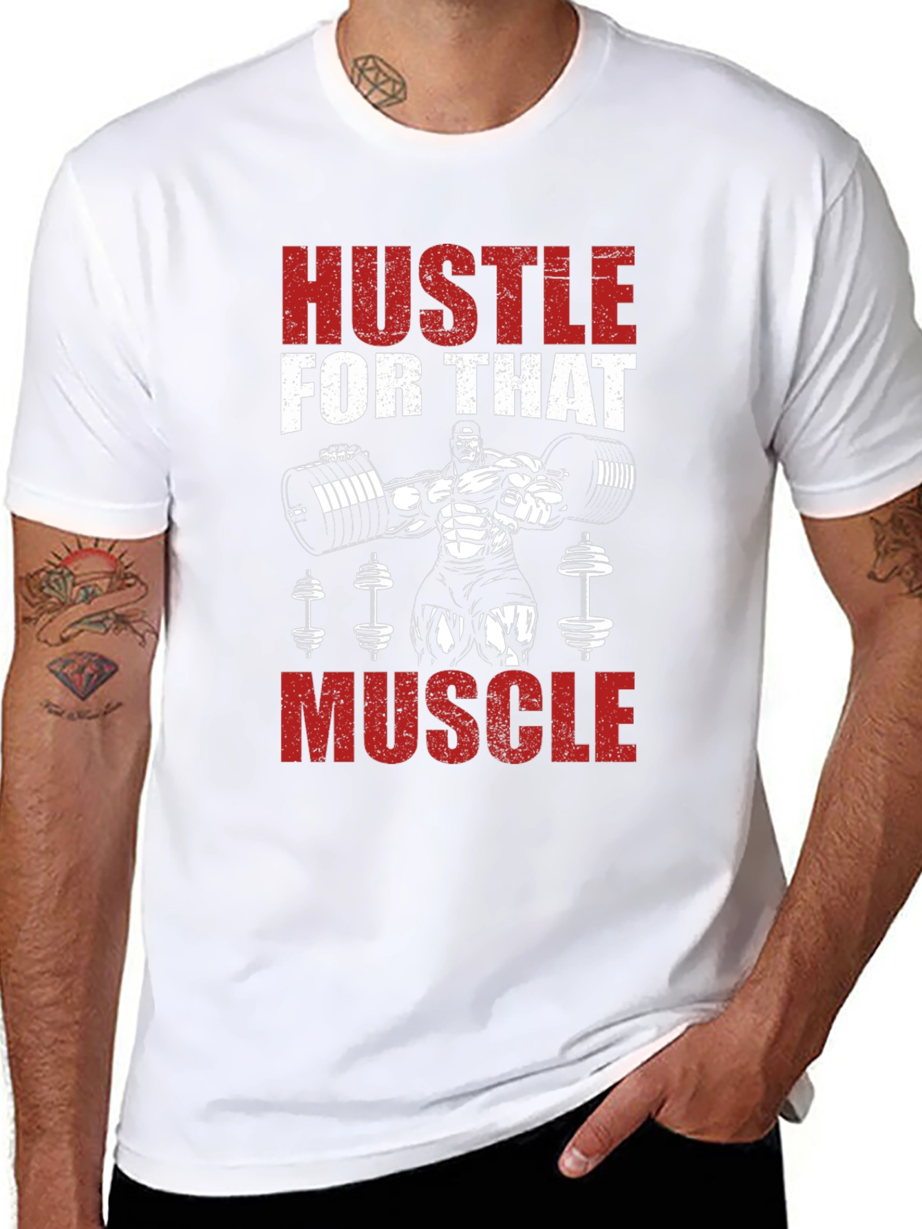Hustle for That Muscle Black Graphic Tee
