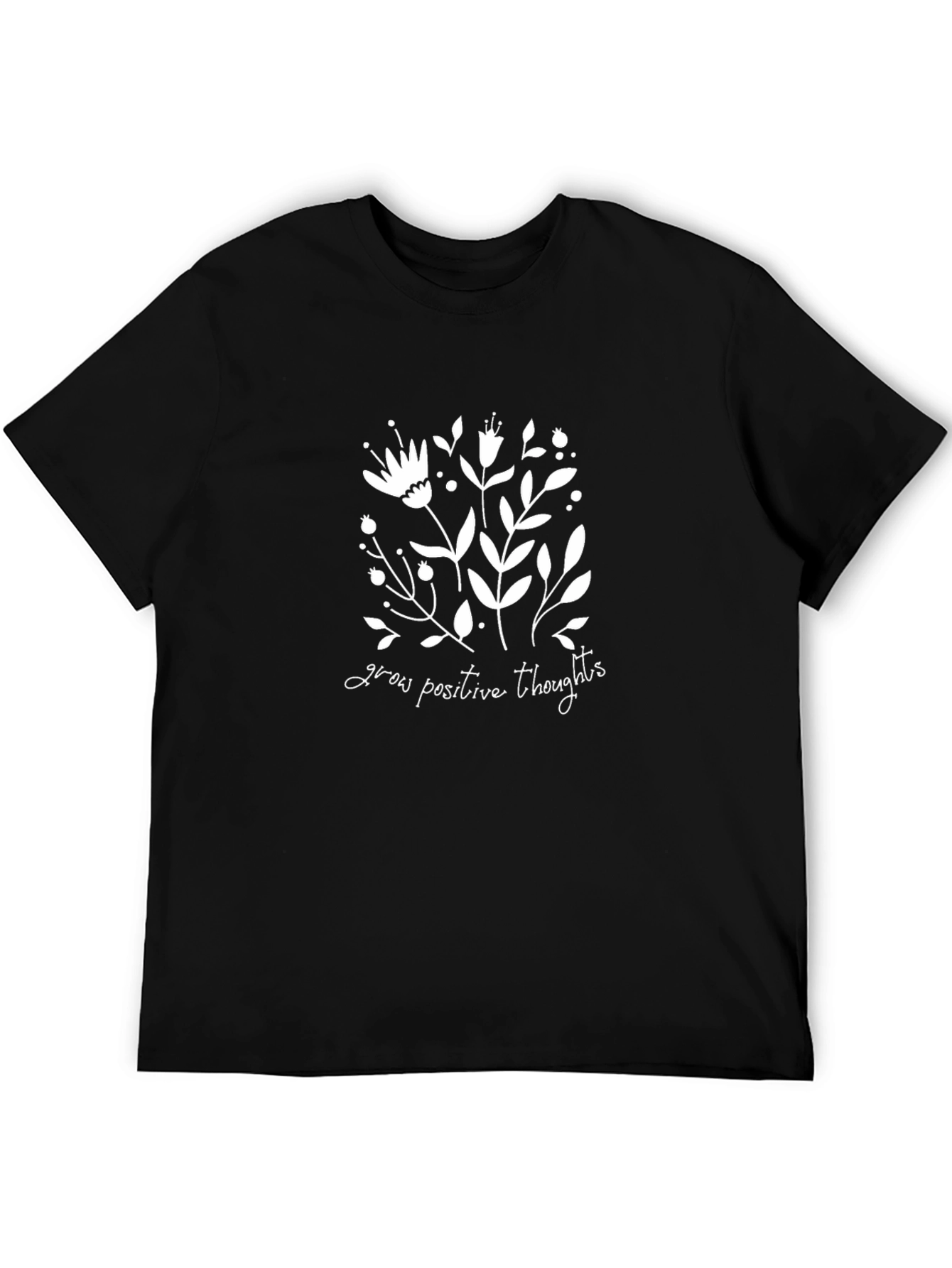 Grow Positive Thoughts Graphic Tee - Black Unisex Shirt
