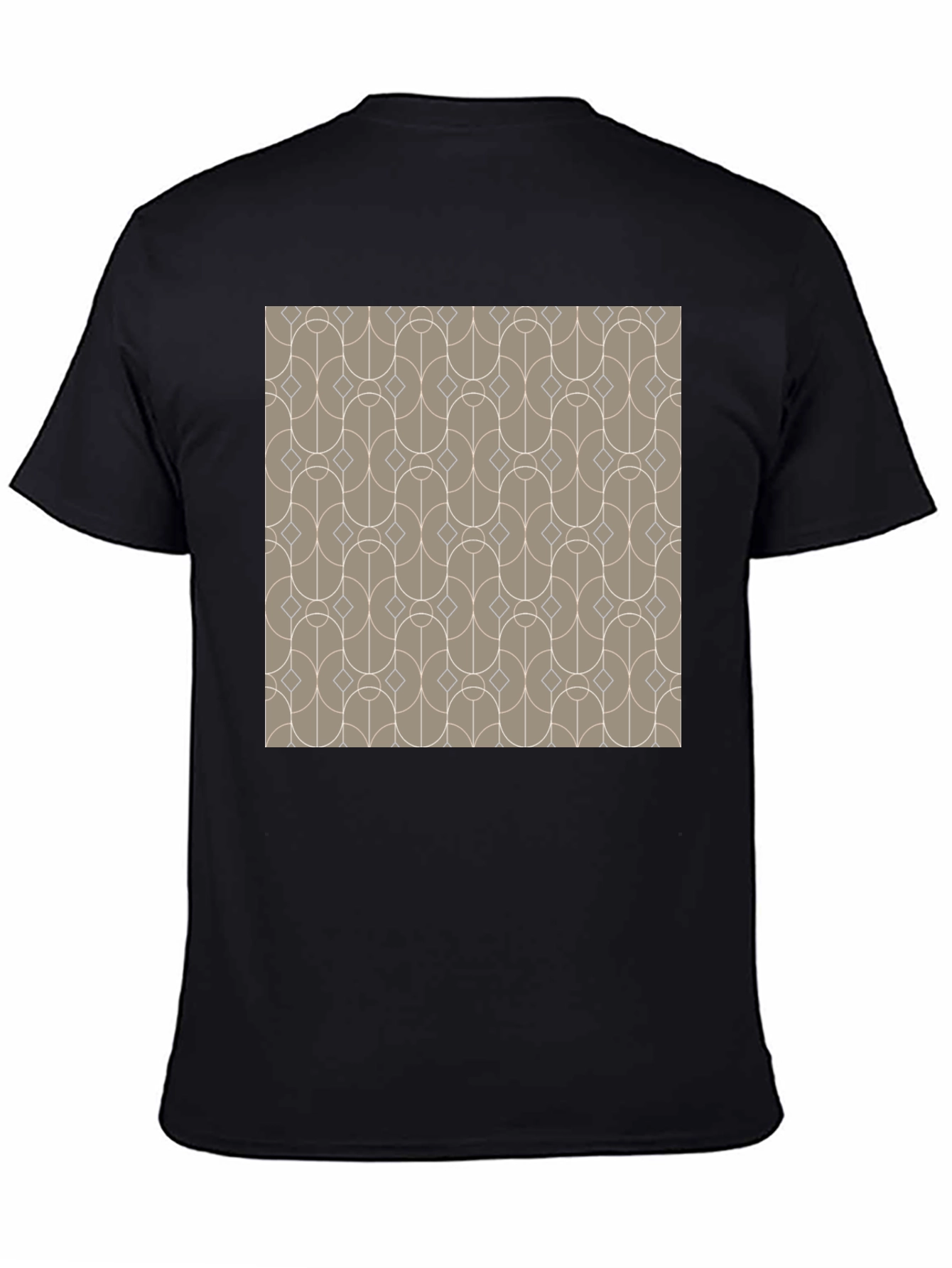 Retro Geometric Pattern Black T-Shirt