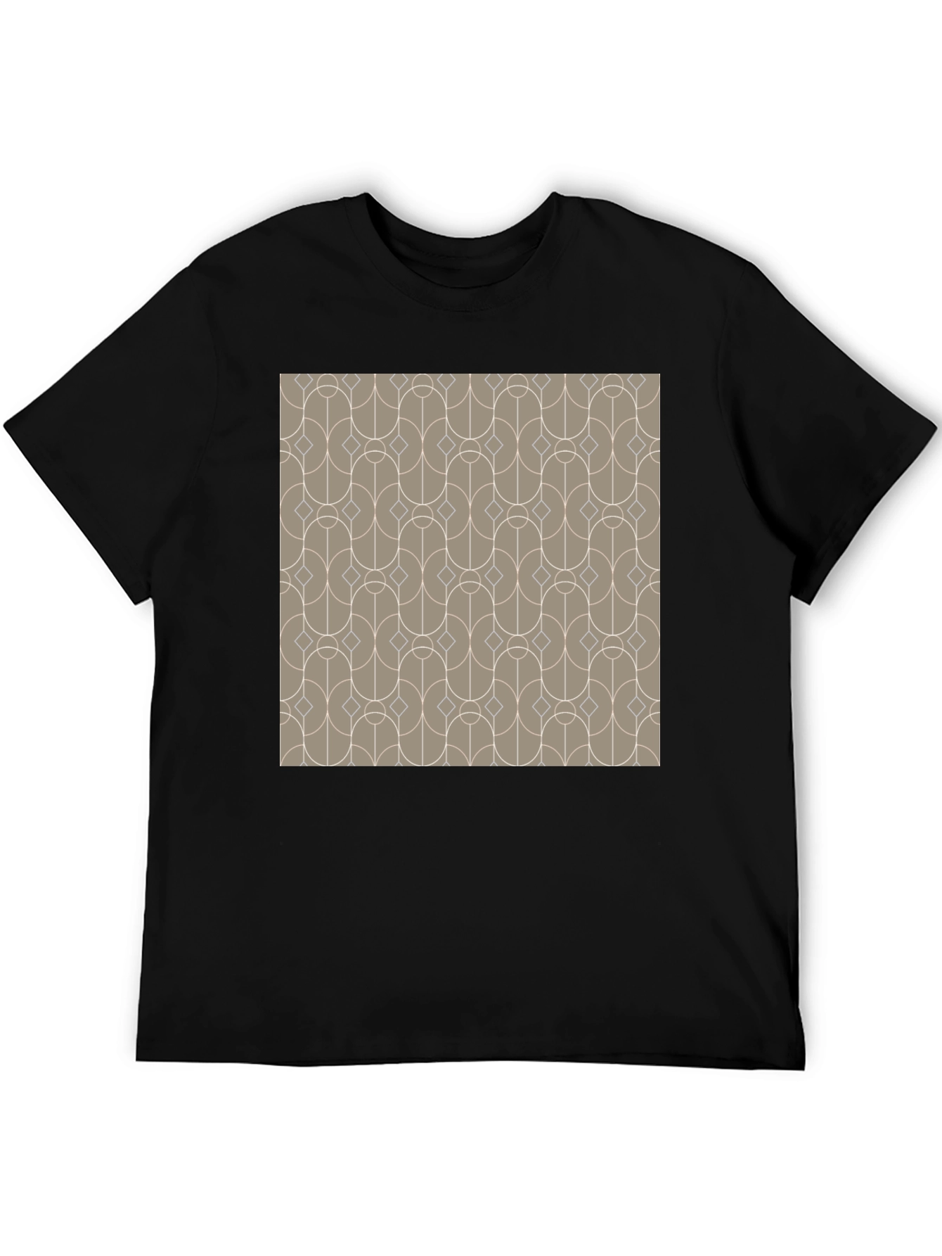 Retro Geometric Pattern Black T-Shirt