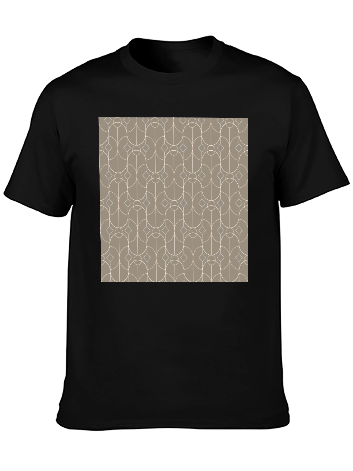 Retro Geometric Pattern Black T-Shirt