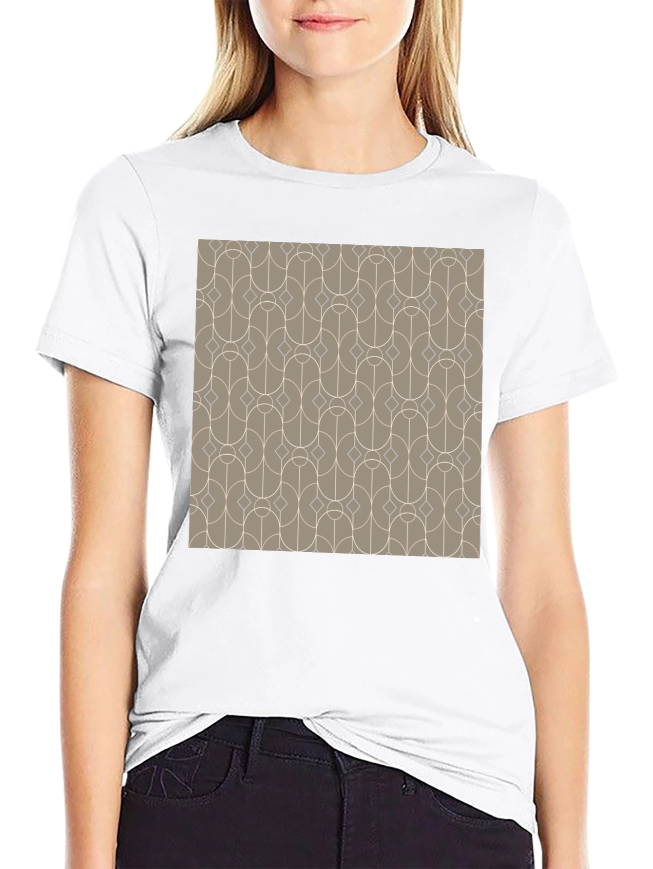 Retro Geometric Pattern Black T-Shirt
