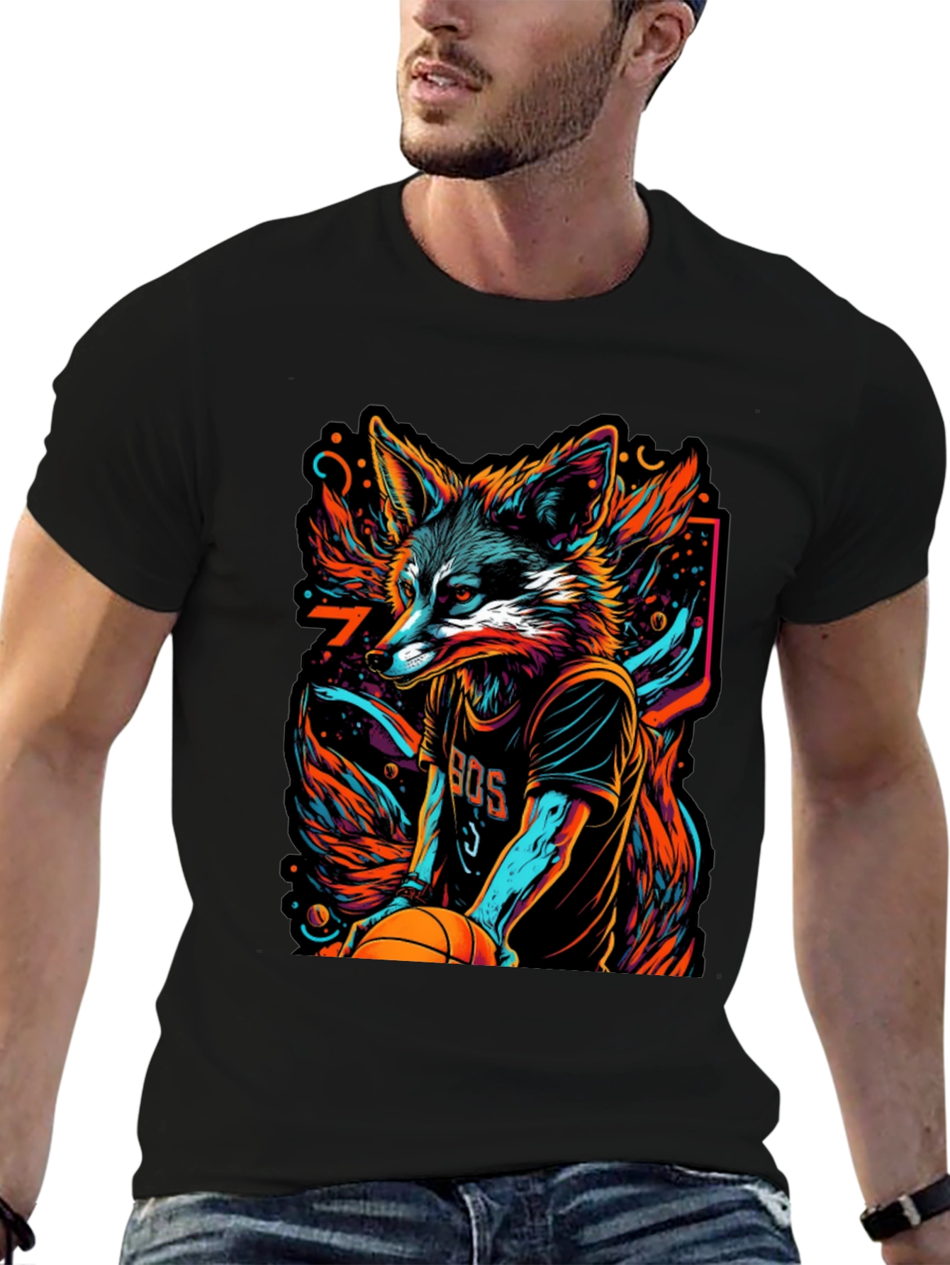 Fox Basketball Graphic Tee - Mens Black T-Shirt