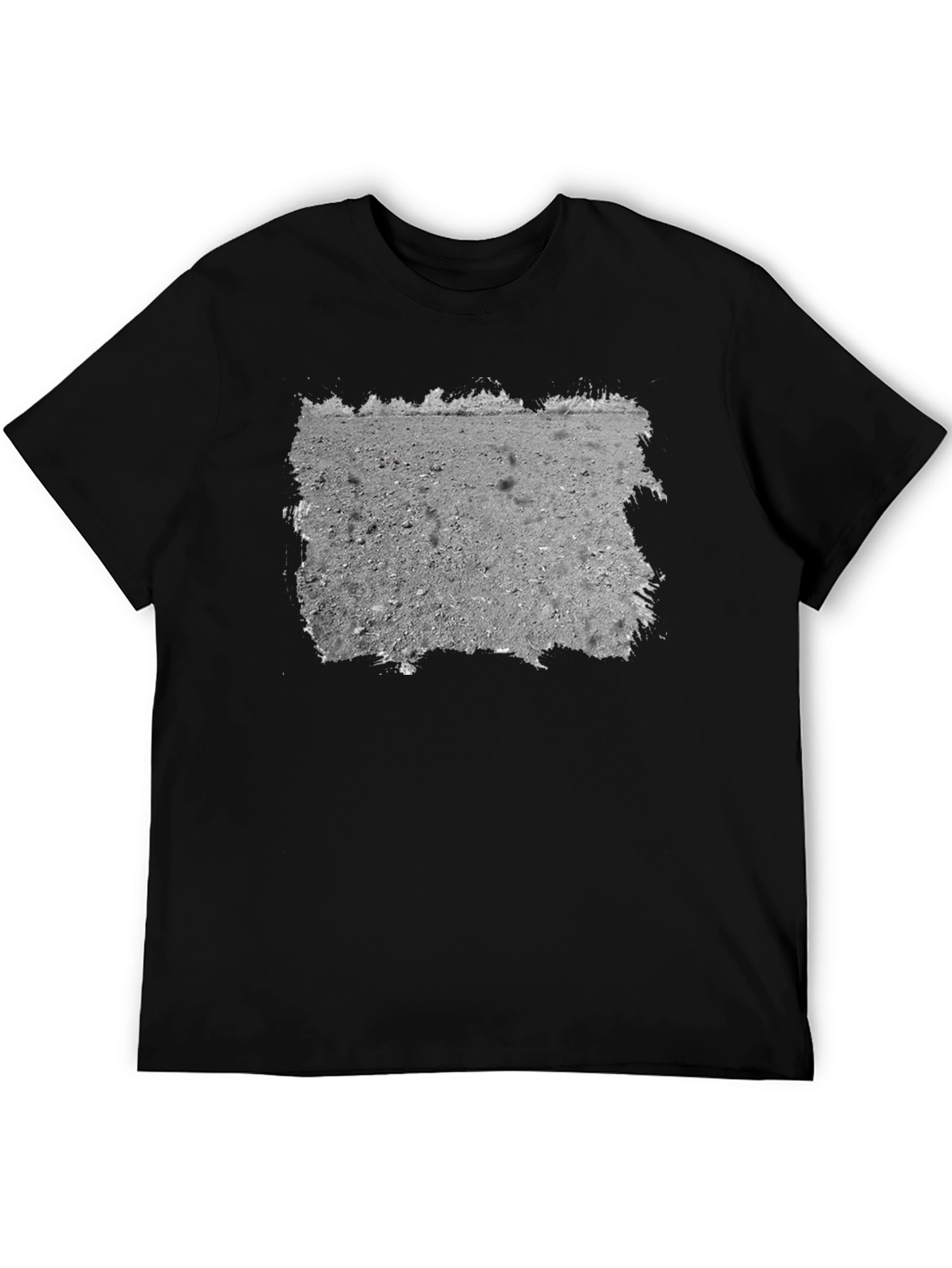 Lunar Surface Graphic Tee - Black Cotton Casual Shirt