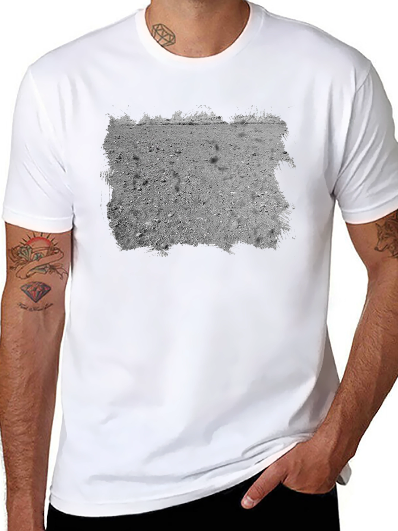 Lunar Surface Graphic Tee - Black Cotton Casual Shirt