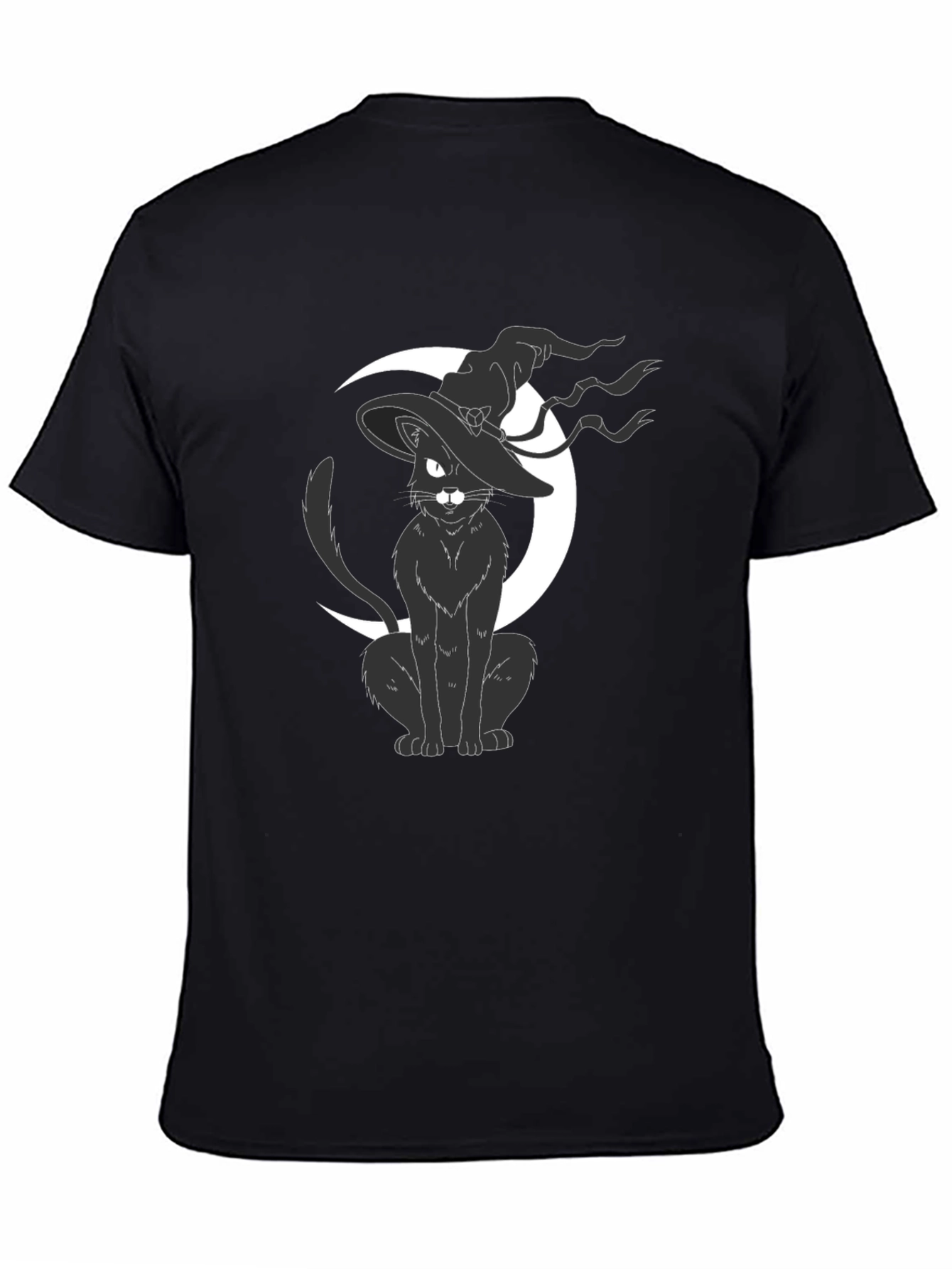 Witch Cat on Moon T-Shirt - Halloween Tee