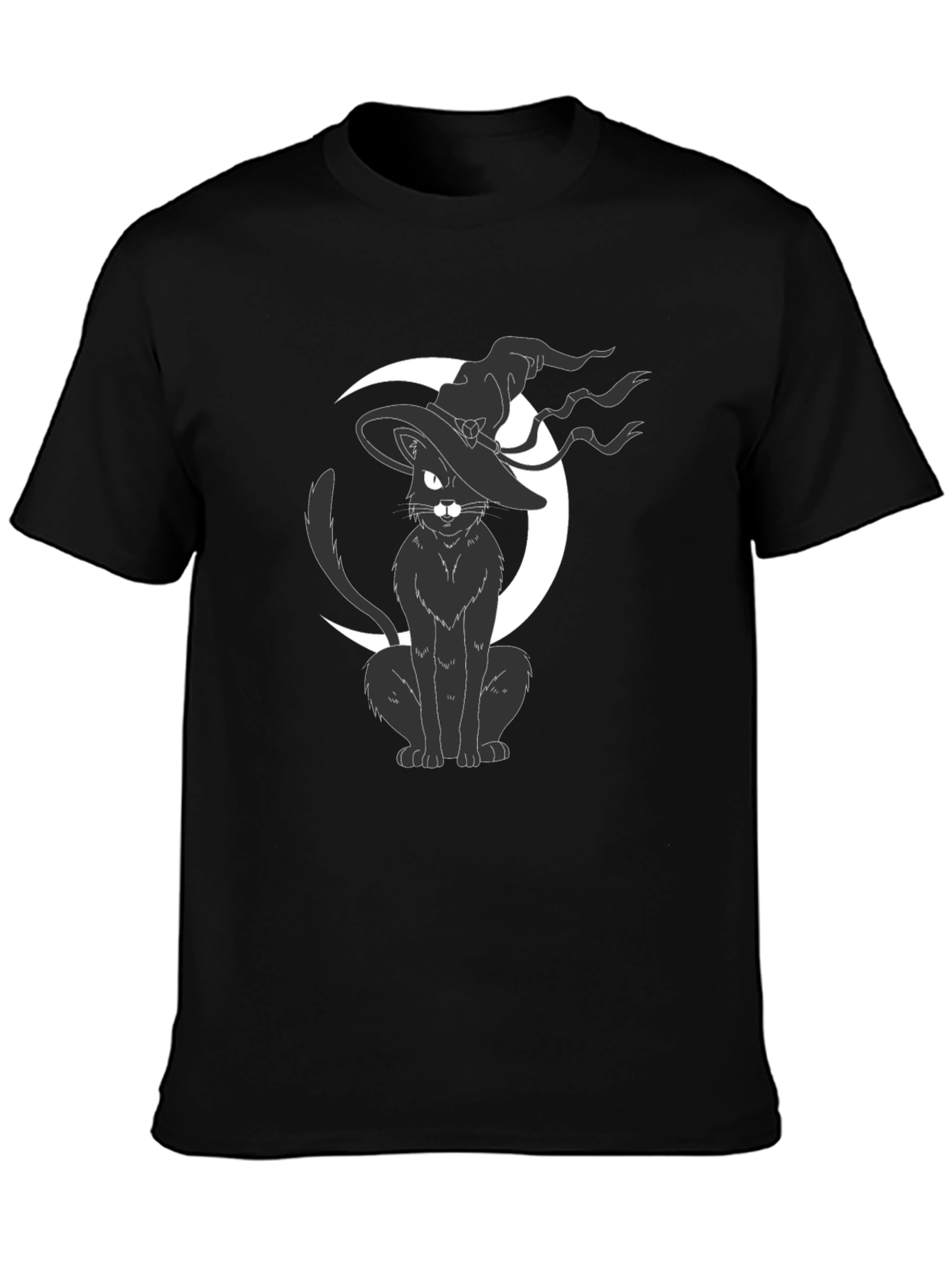 Witch Cat on Moon T-Shirt - Halloween Tee
