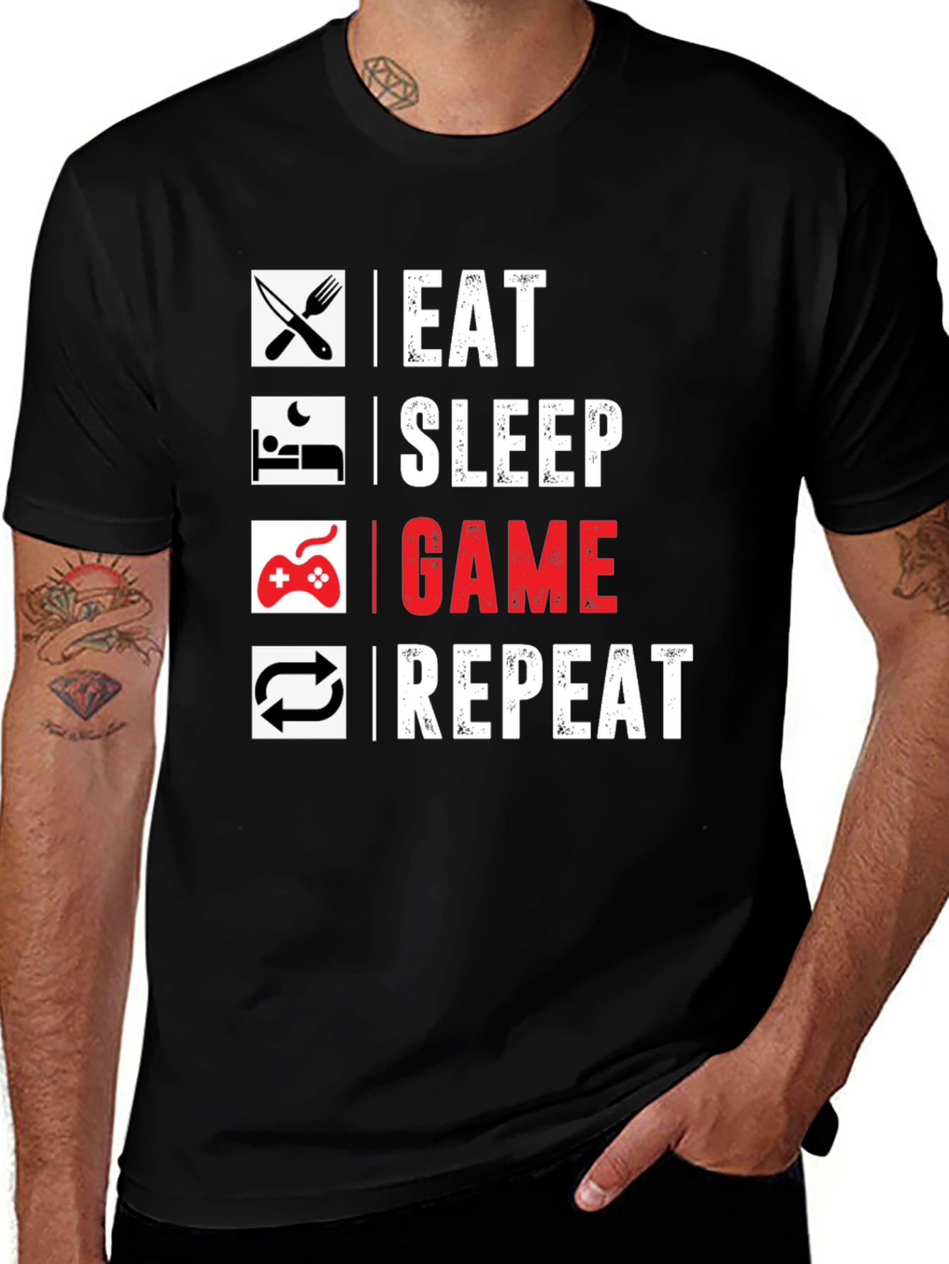 Eat Sleep Game Repeat T-Shirt - Gamer Life Tee