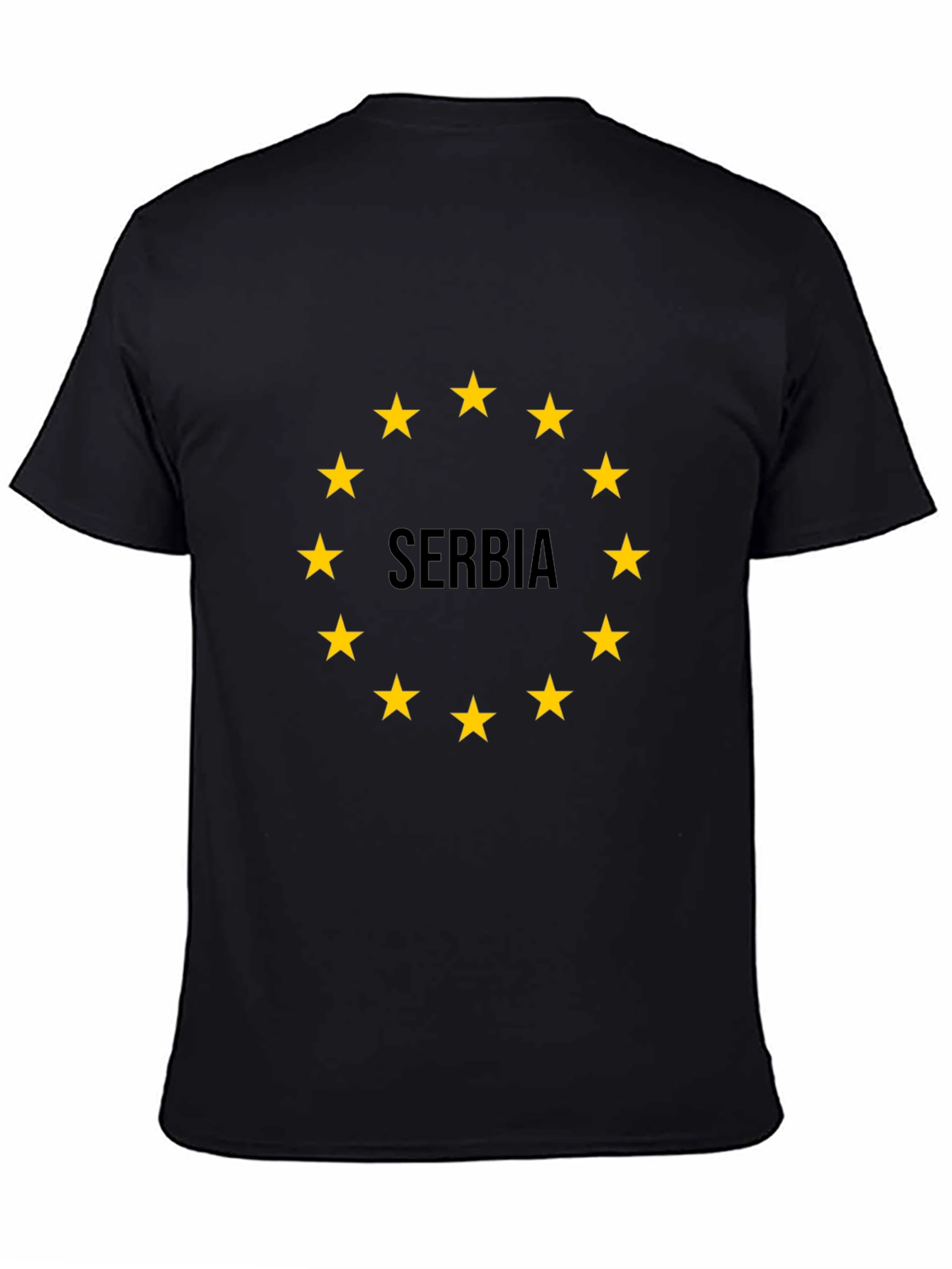 Serbia Flag Star Circle Black T-Shirt