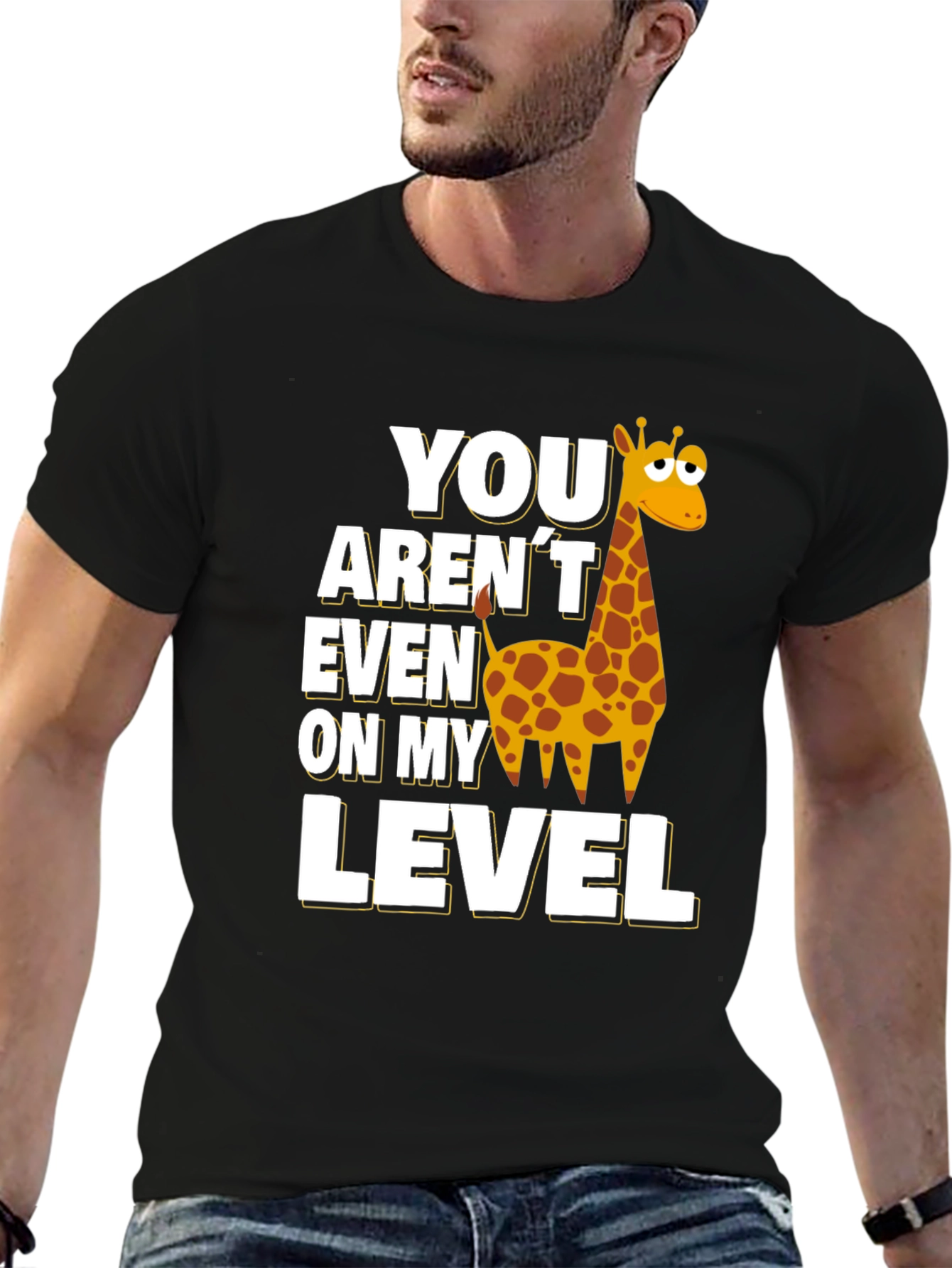 Funny Giraffe Level T-Shirt - Black