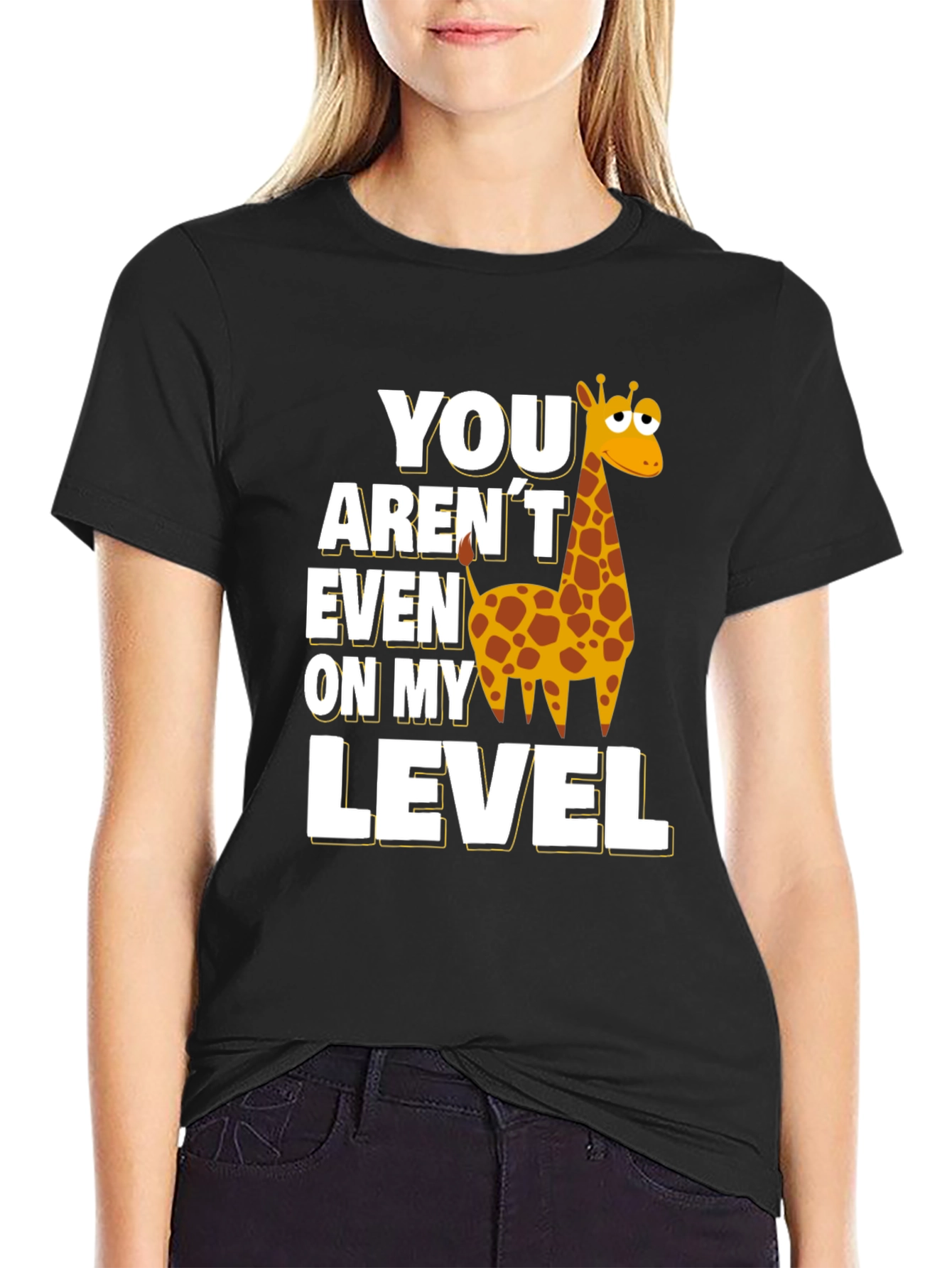 Funny Giraffe Level T-Shirt - Black