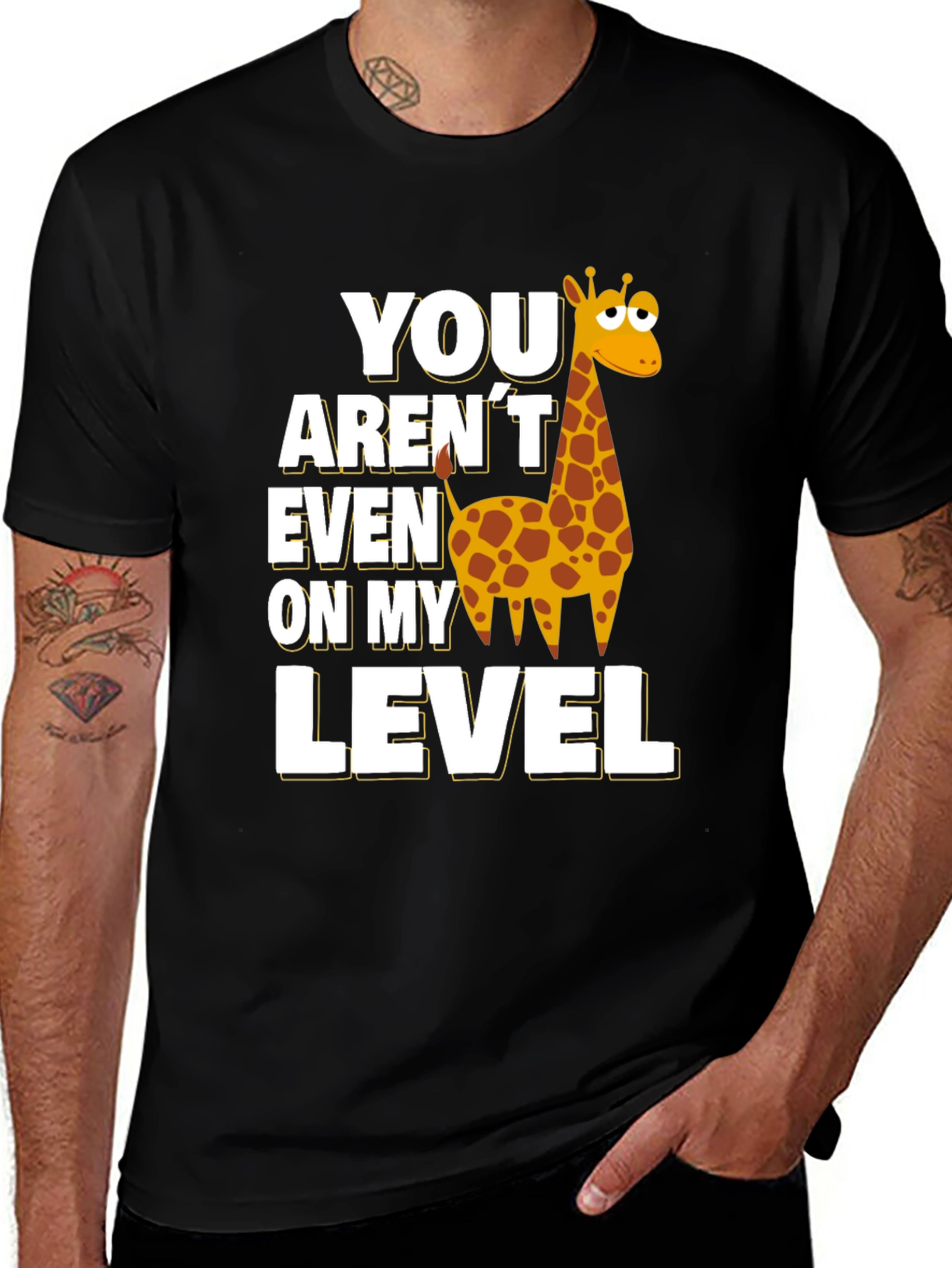 Funny Giraffe Level T-Shirt - Black
