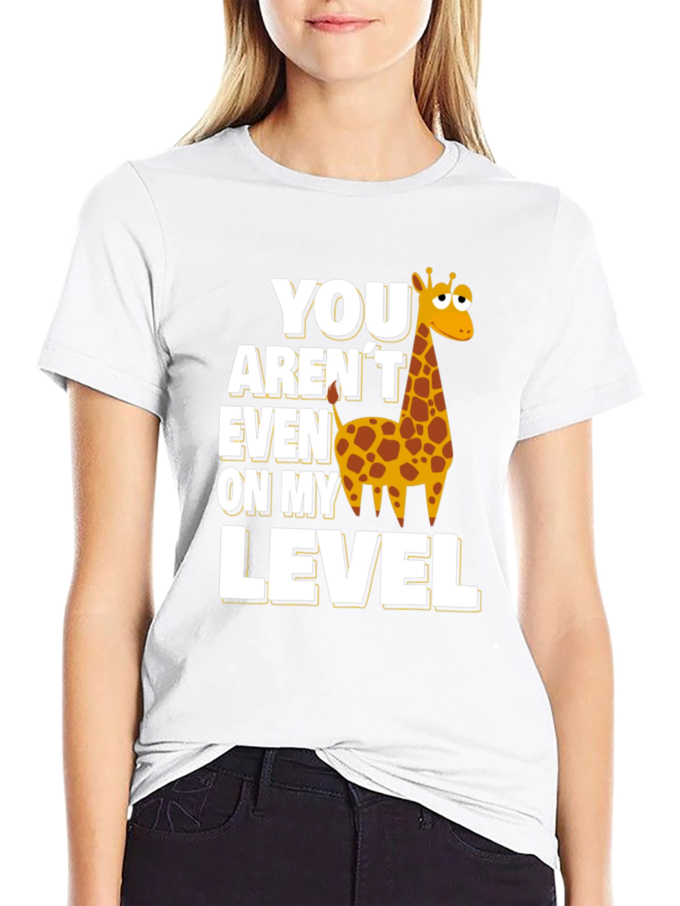 Funny Giraffe Level T-Shirt - Black