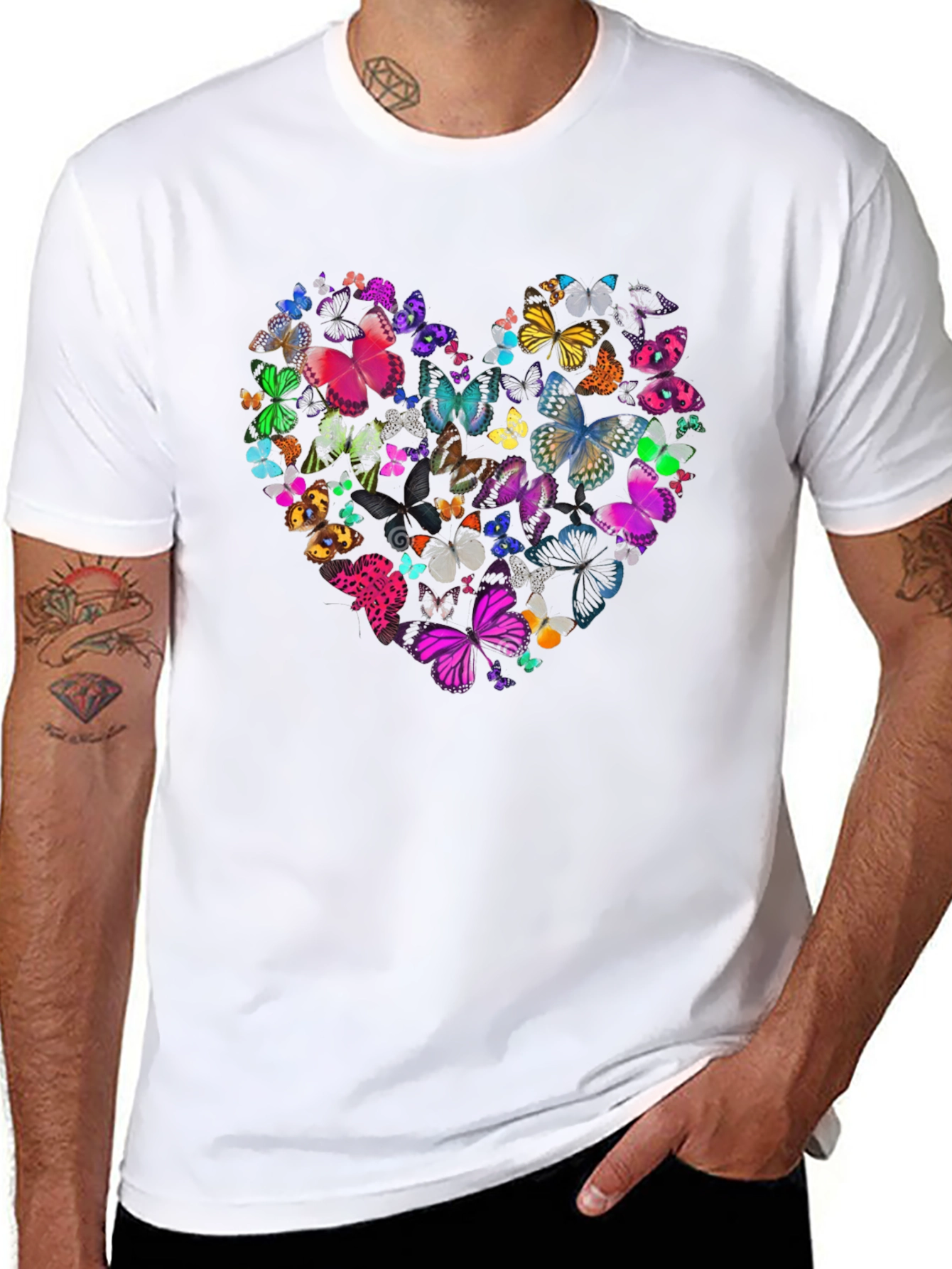 Butterfly Heart Graphic Tee - Mens Black T-Shirt