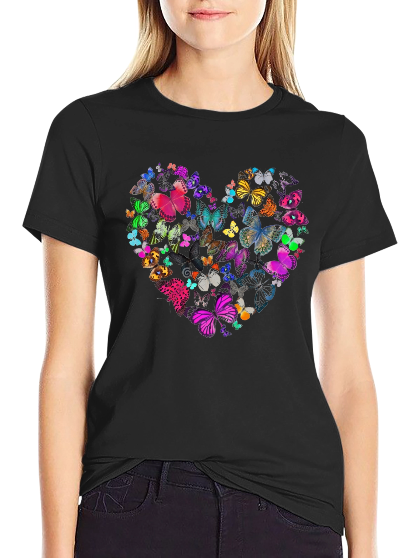 Butterfly Heart Graphic Tee - Mens Black T-Shirt
