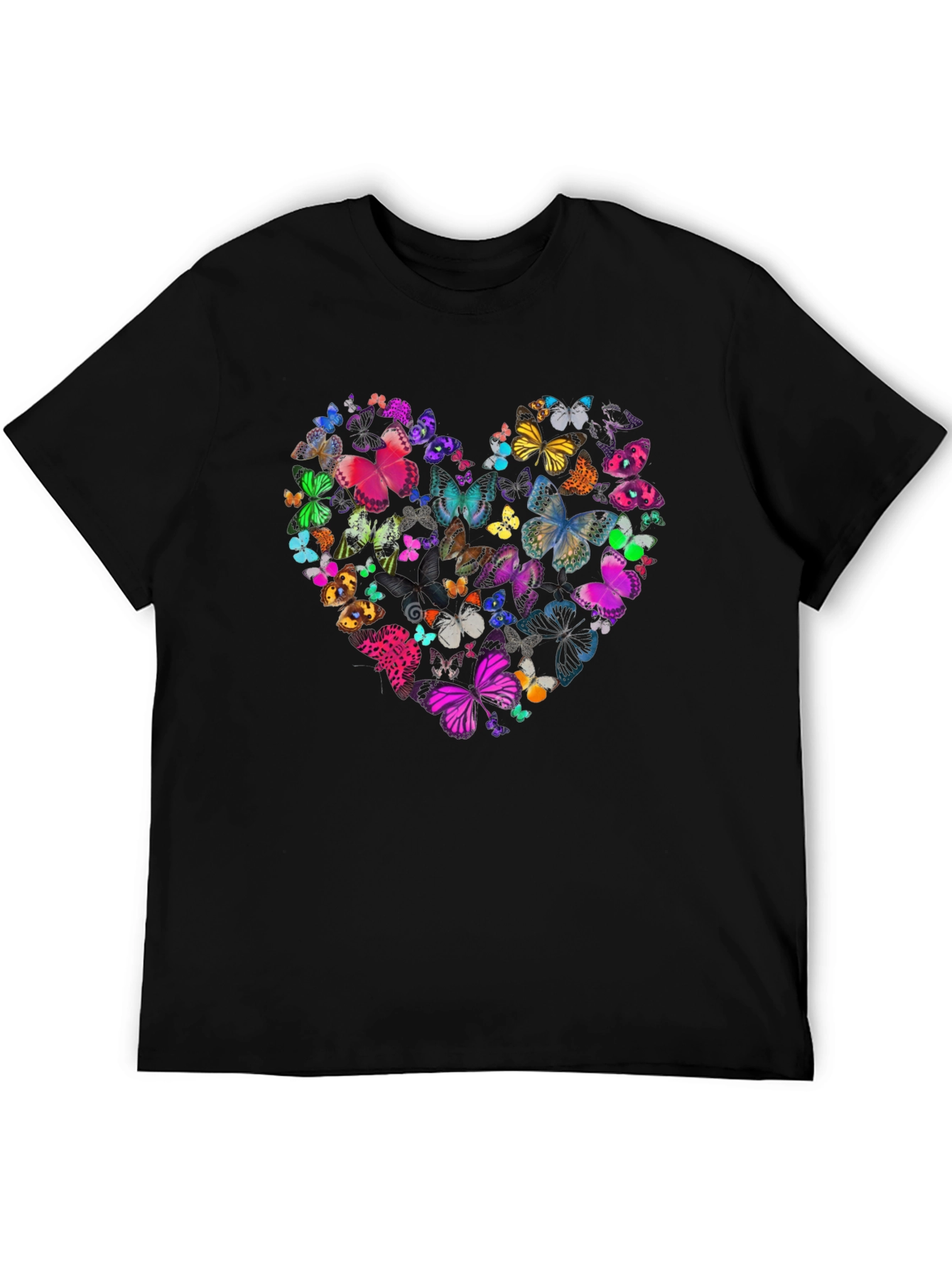 Butterfly Heart Graphic Tee - Mens Black T-Shirt