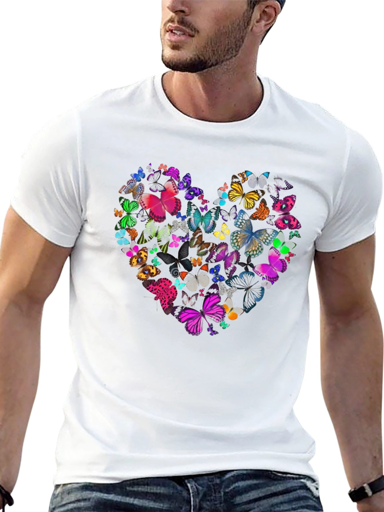 Butterfly Heart Graphic Tee - Mens Black T-Shirt