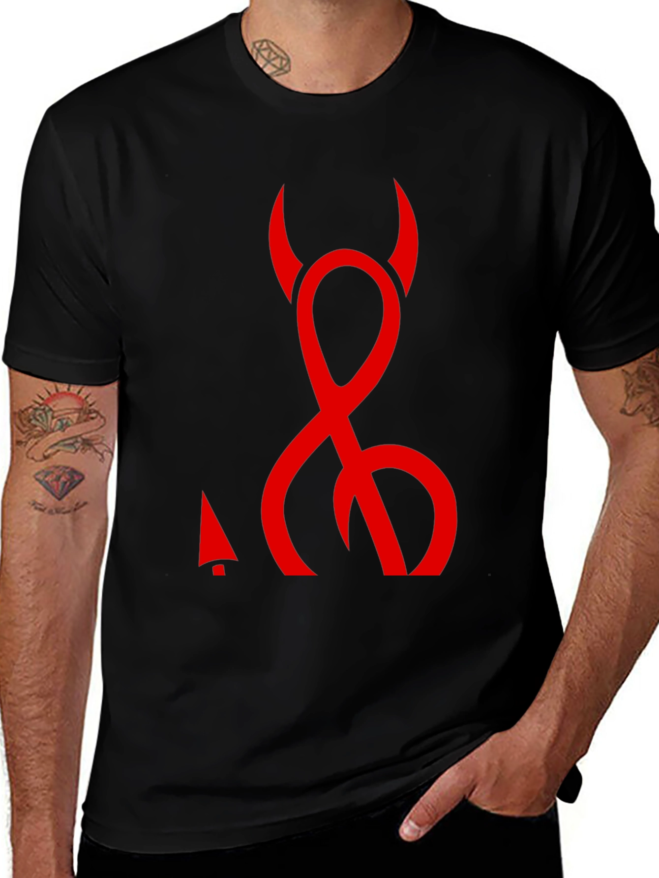 Devils Tail Graphic T-Shirt - Black Crew Neck Tee