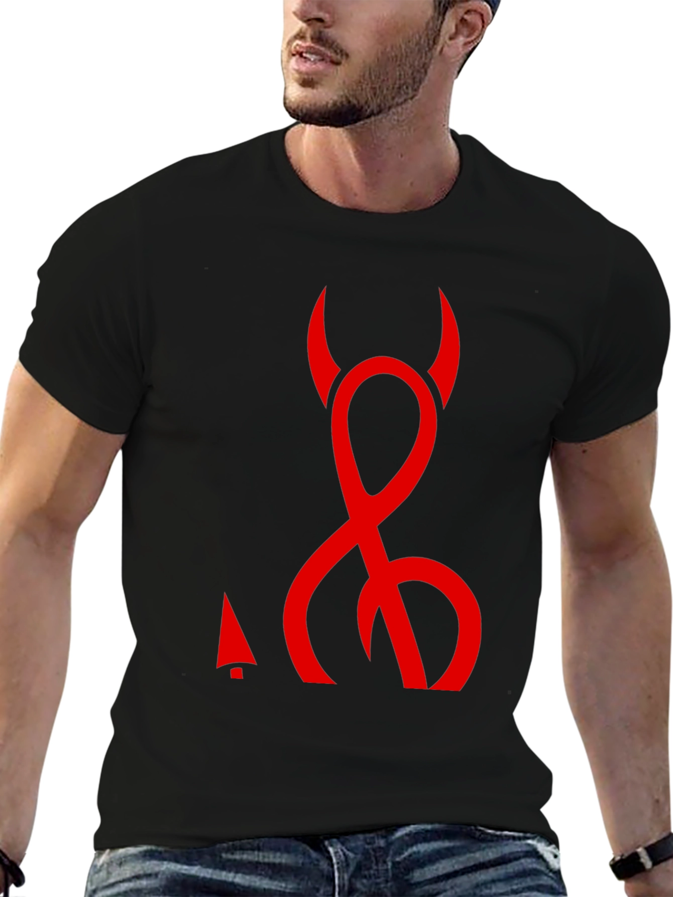 Devils Tail Graphic T-Shirt - Black Crew Neck Tee