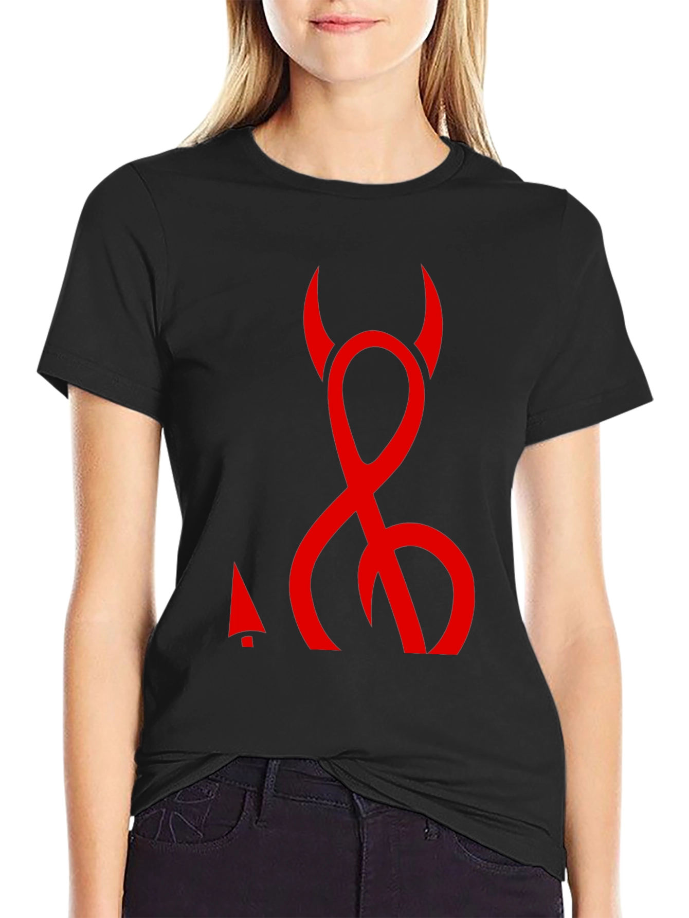 Devils Tail Graphic T-Shirt - Black Crew Neck Tee