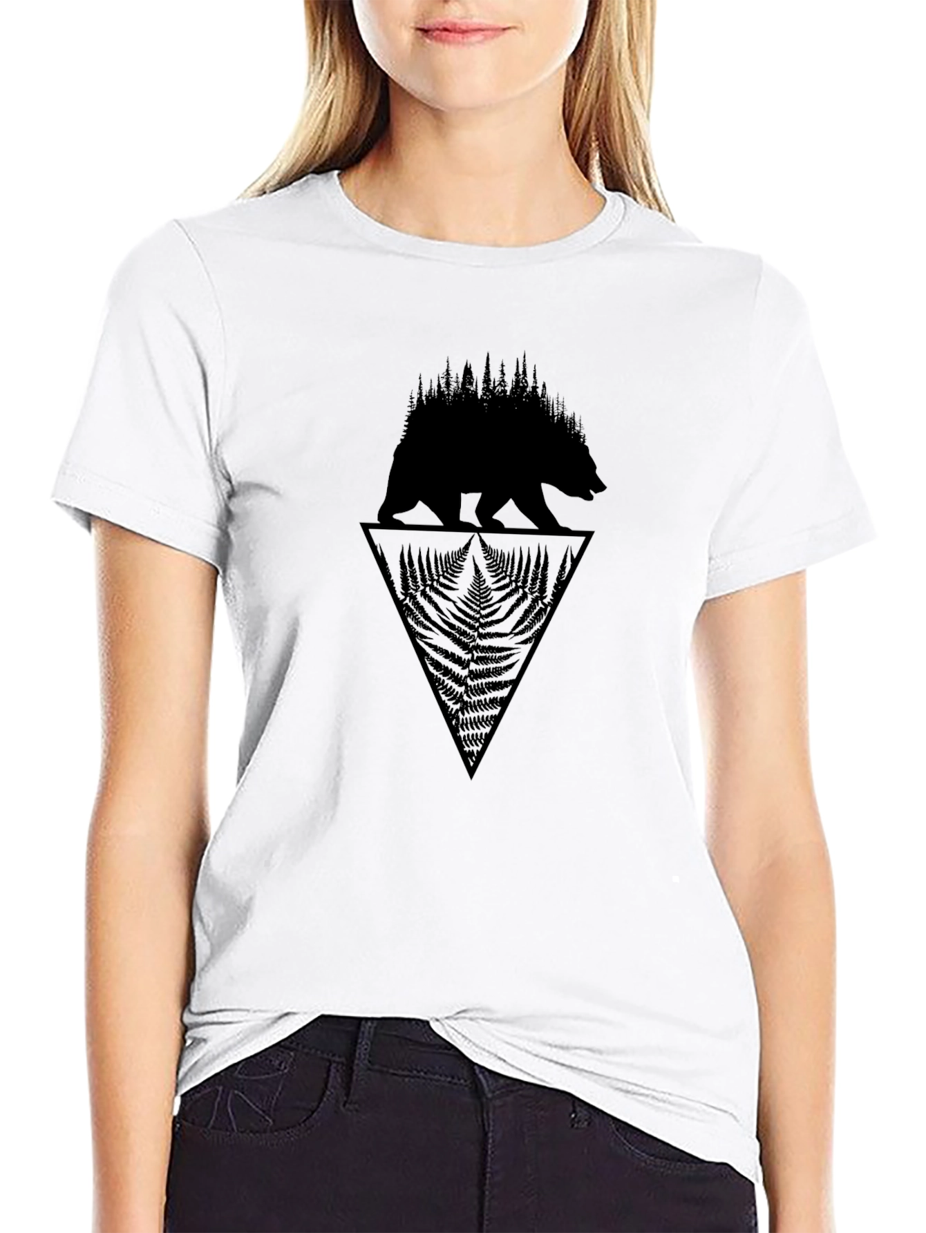 Bear & Forest Graphic Tee - Black T-Shirt
