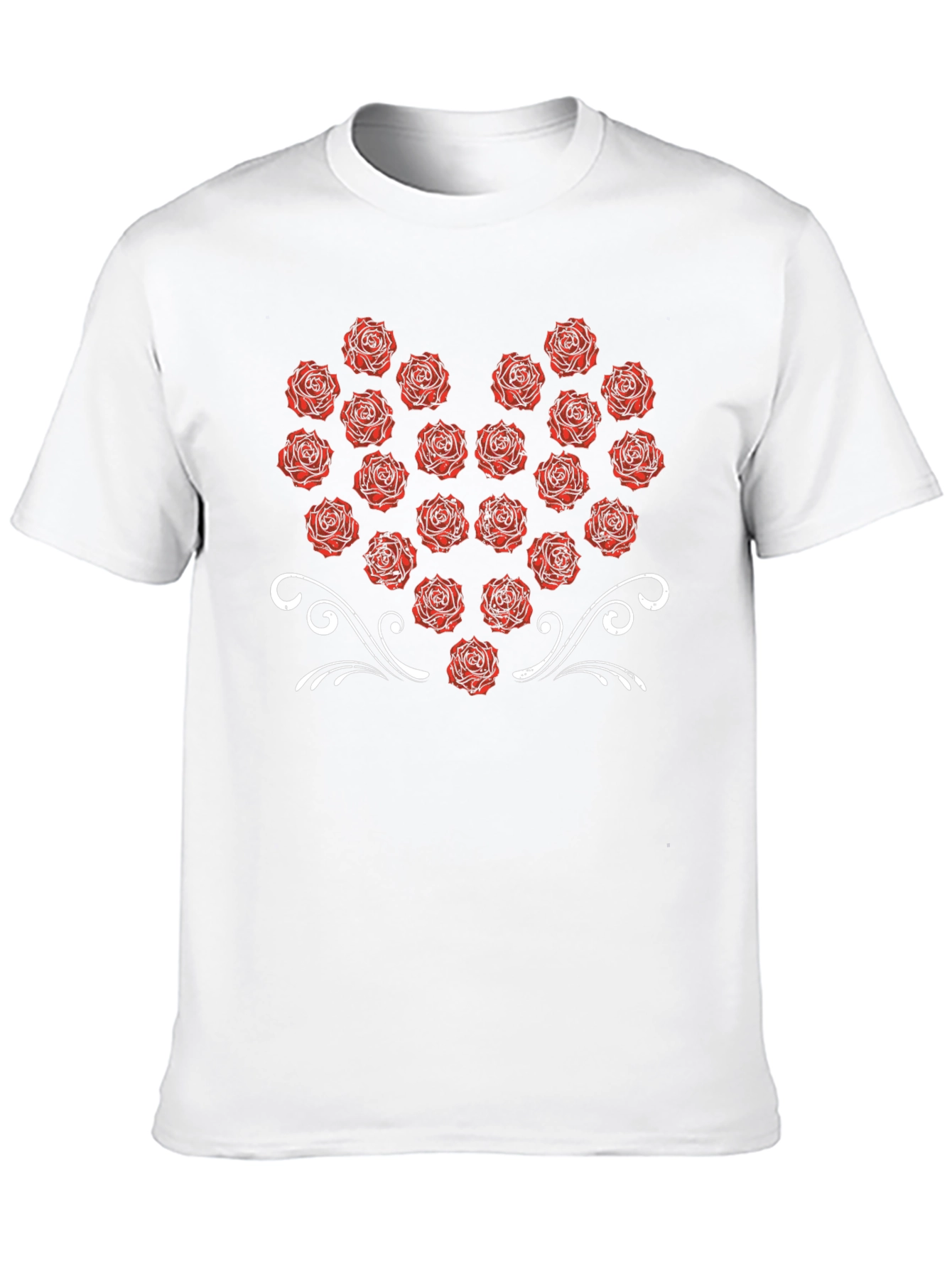 Rose Heart Graphic Tee - Black Cotton T-Shirt