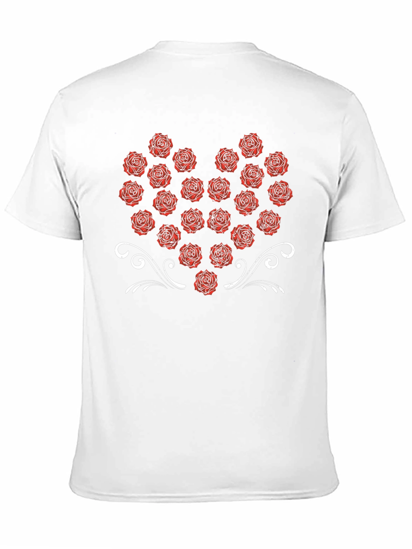 Rose Heart Graphic Tee - Black Cotton T-Shirt