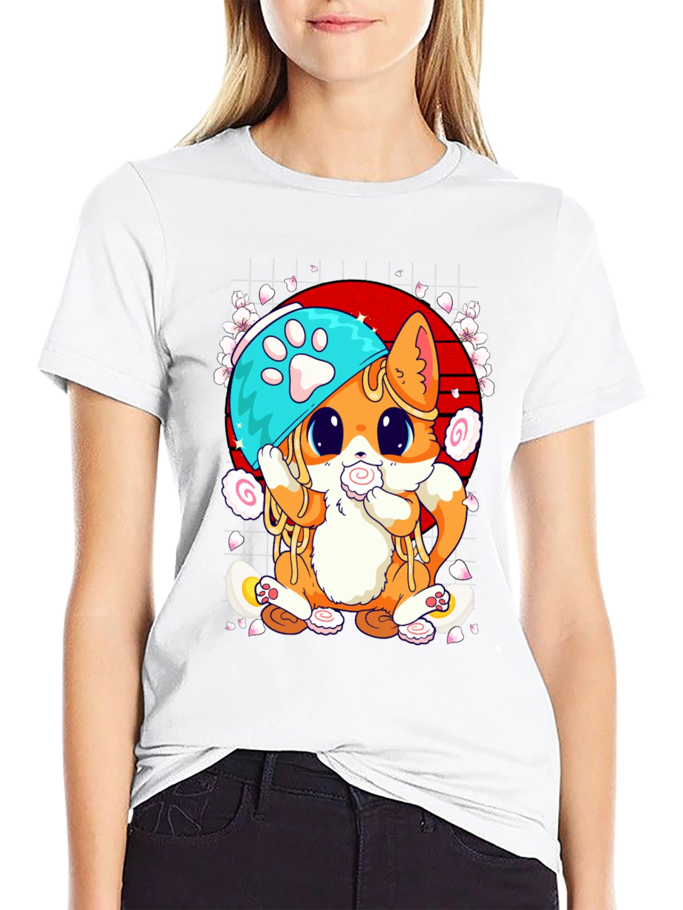 Cute Ramen Cat Graphic Tee