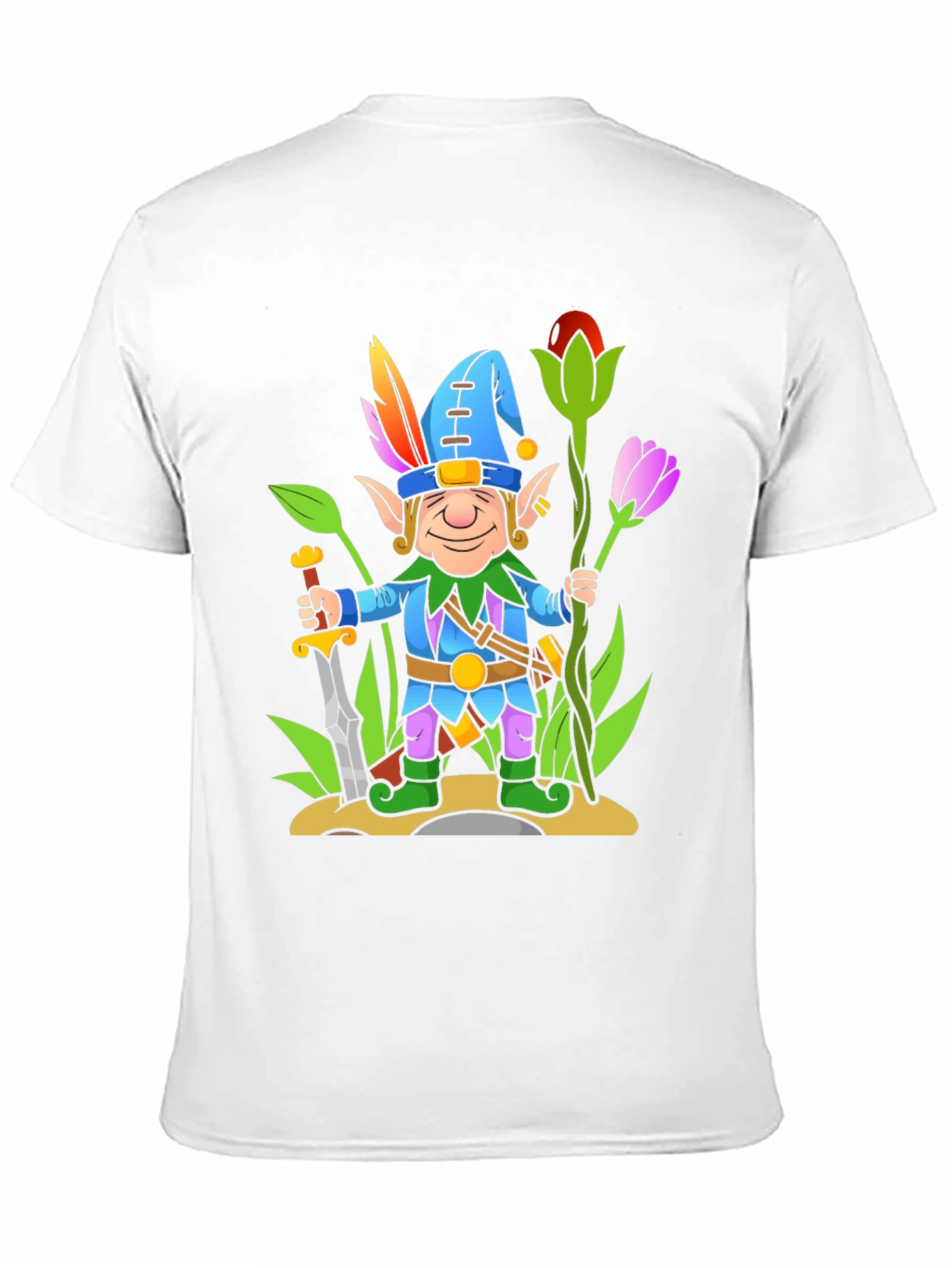 Fantasy Elf Cartoon T-Shirt - Black