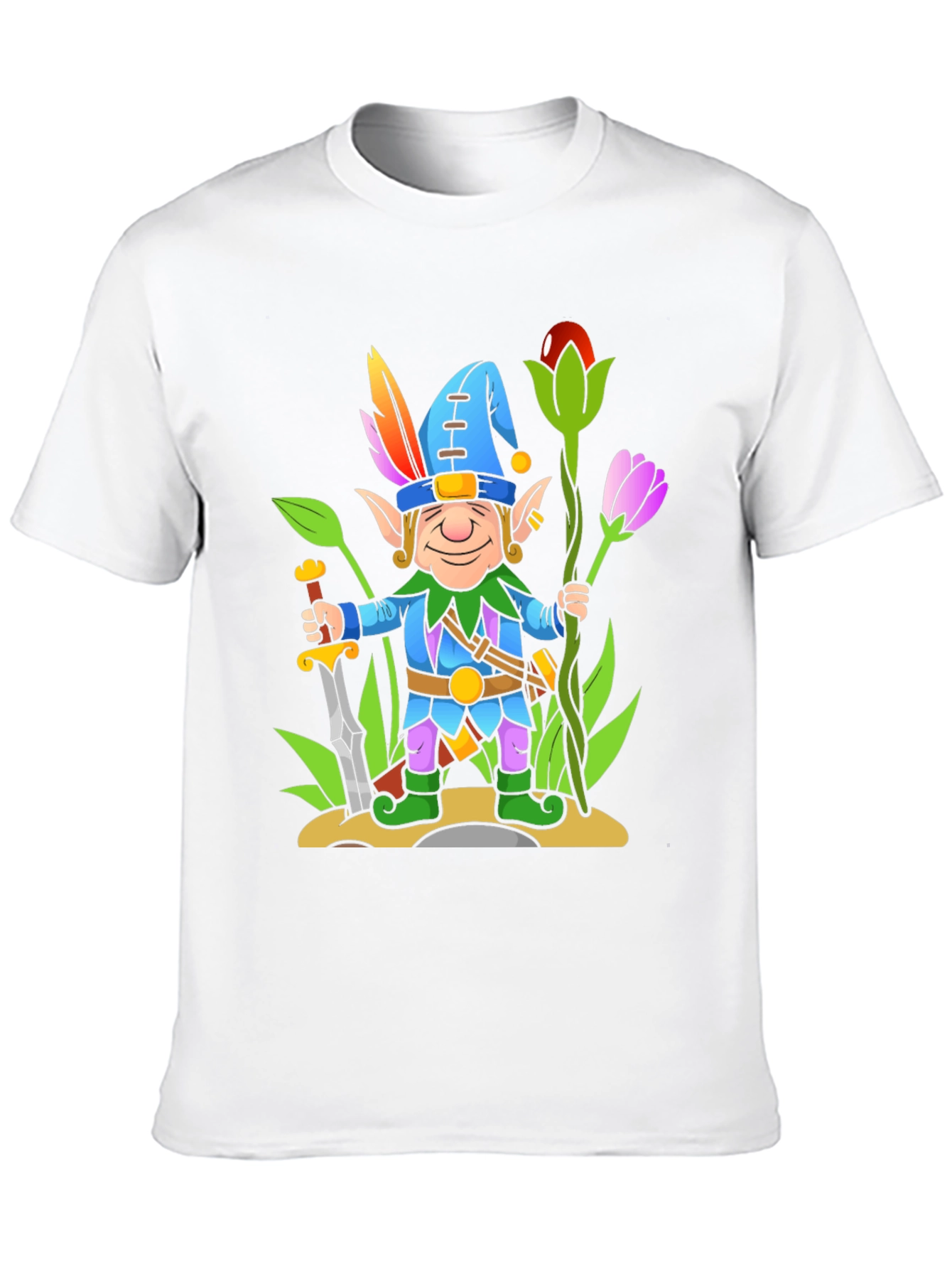 Fantasy Elf Cartoon T-Shirt - Black