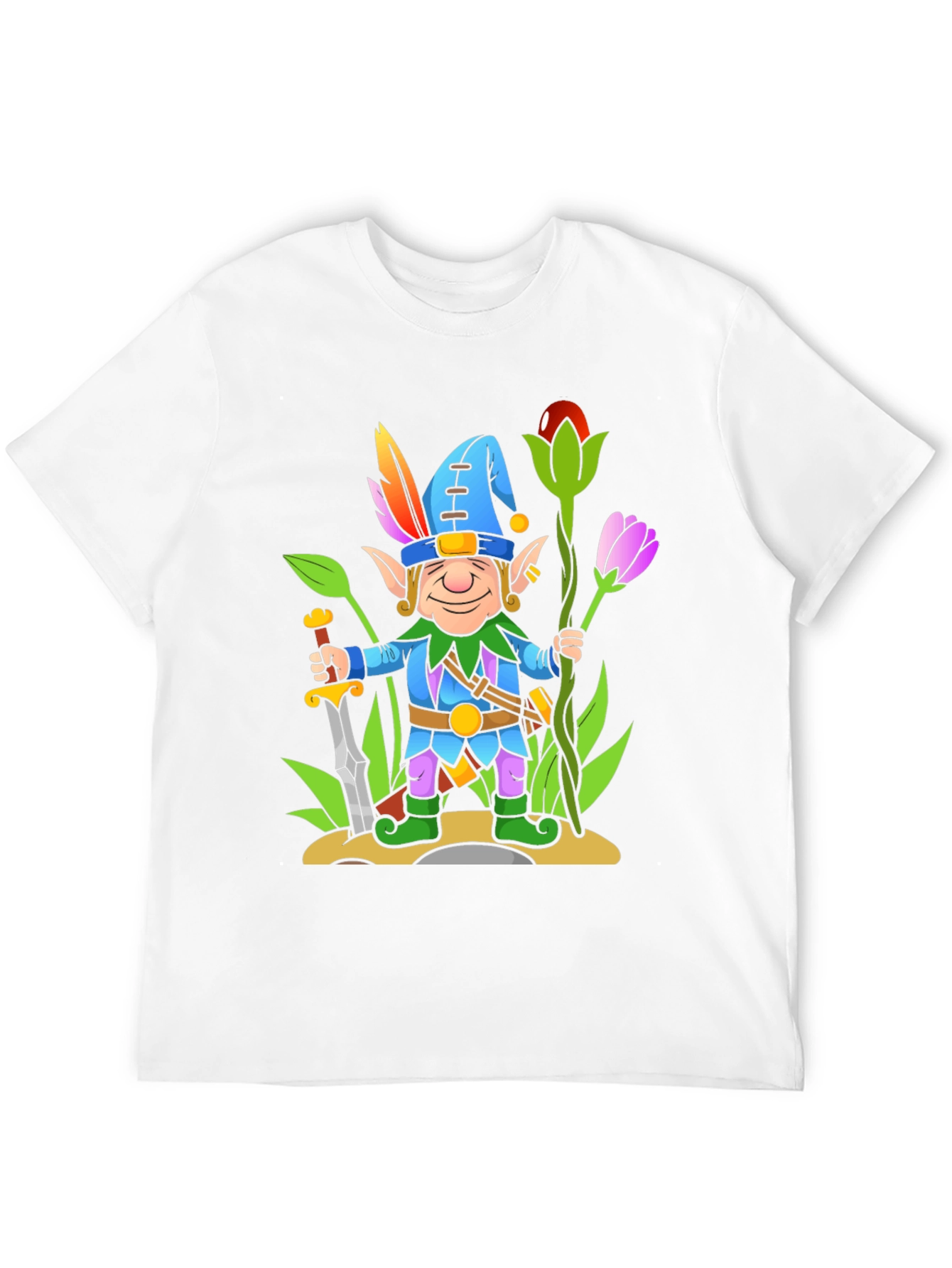 Fantasy Elf Cartoon T-Shirt - Black