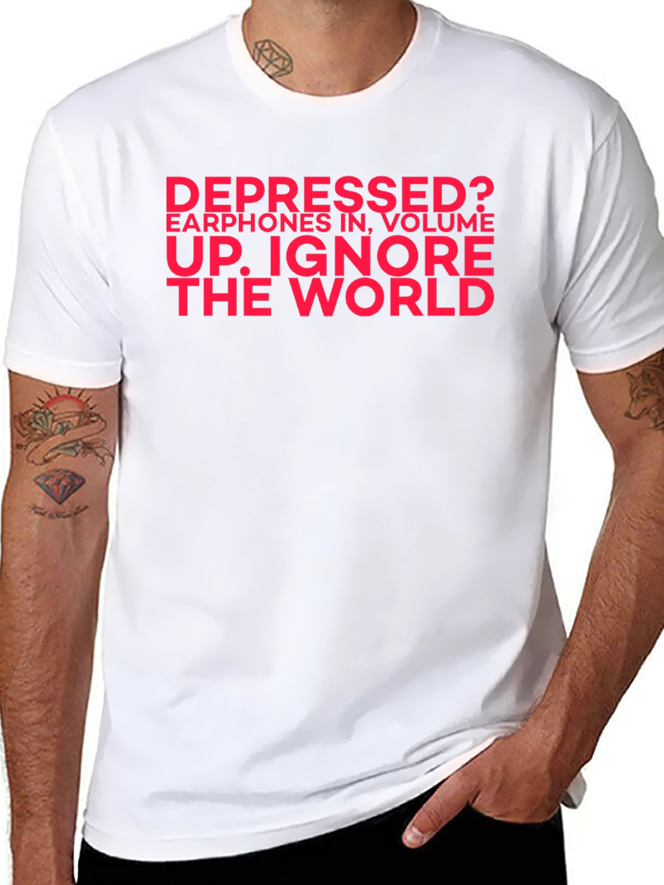 Depressed? Ignore the World Black T-Shirt