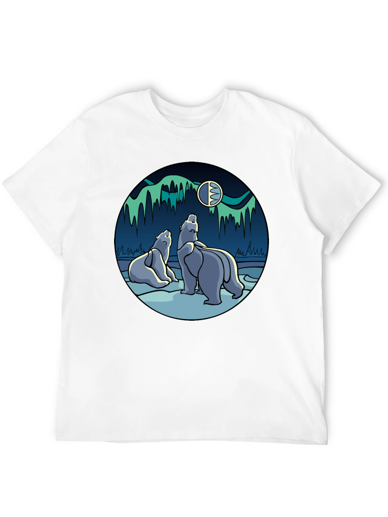 Polar Bear Aurora Graphic Tee - Black T-Shirt