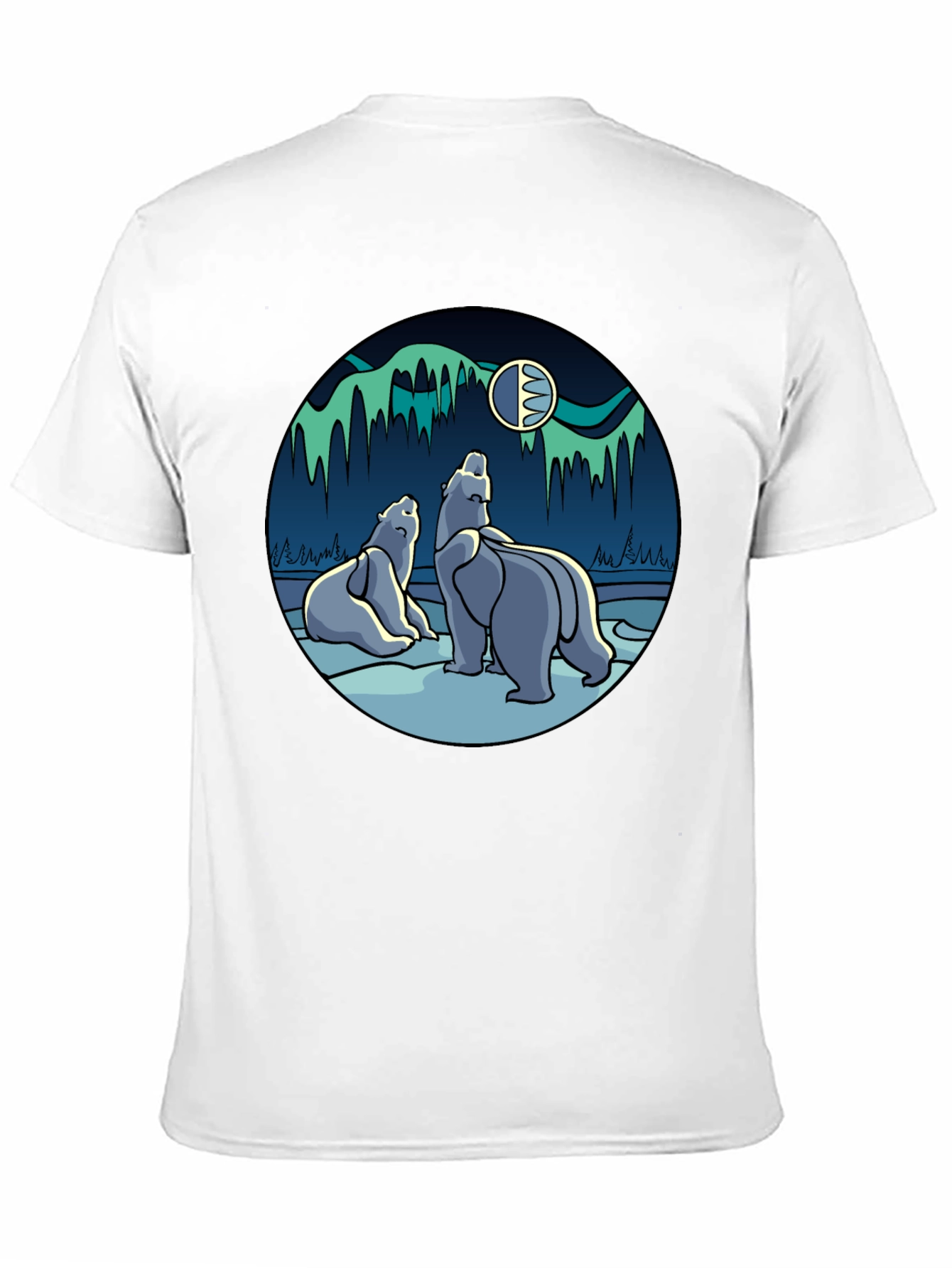 Polar Bear Aurora Graphic Tee - Black T-Shirt