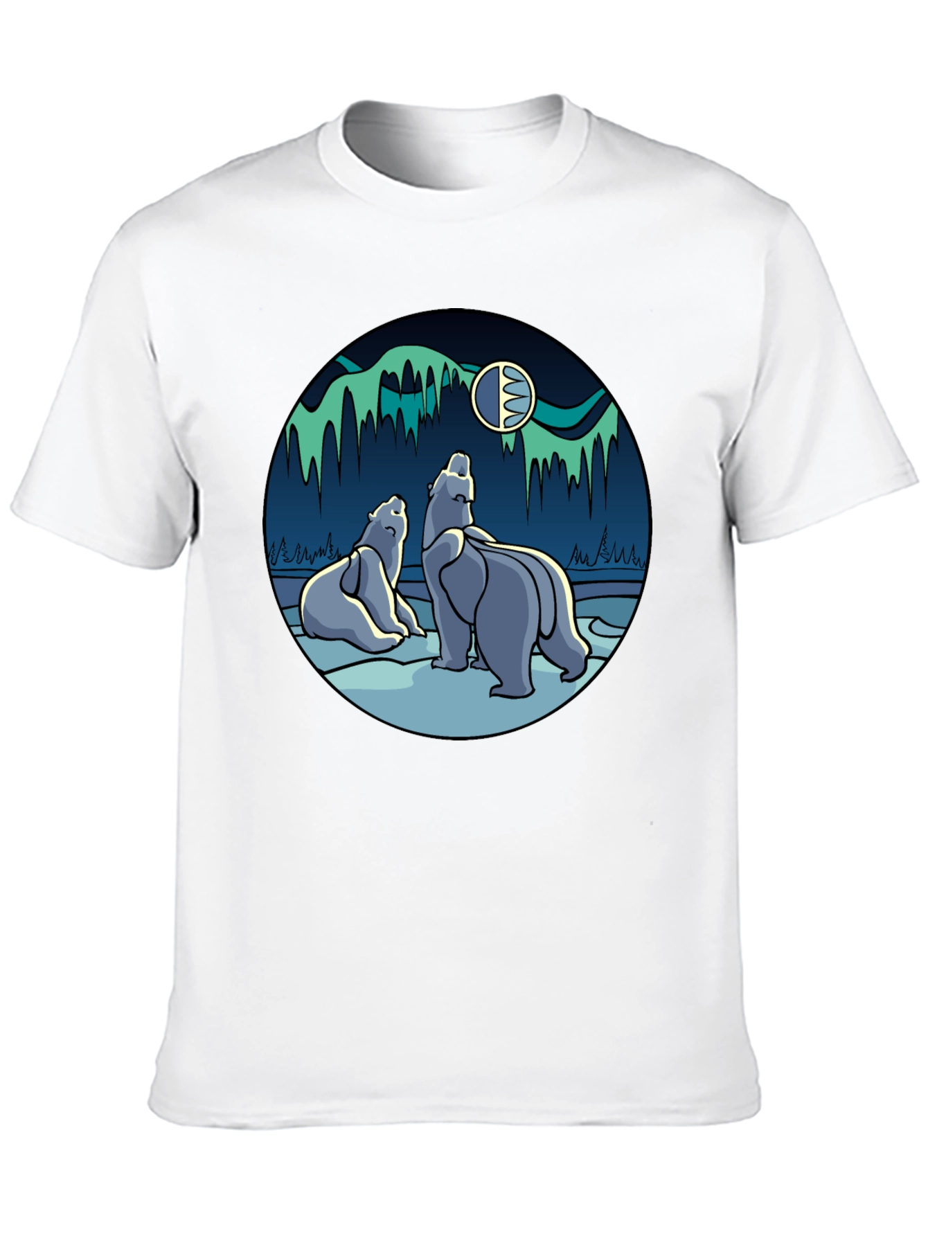 Polar Bear Aurora Graphic Tee - Black T-Shirt