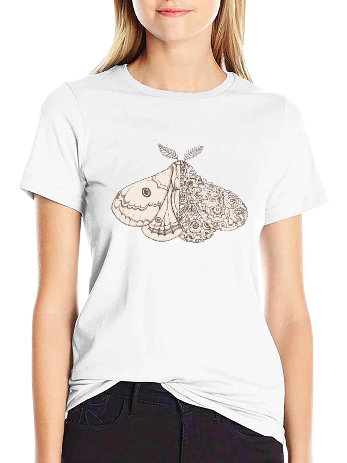 Steampunk Moth Graphic Tee - Unique Insect Design