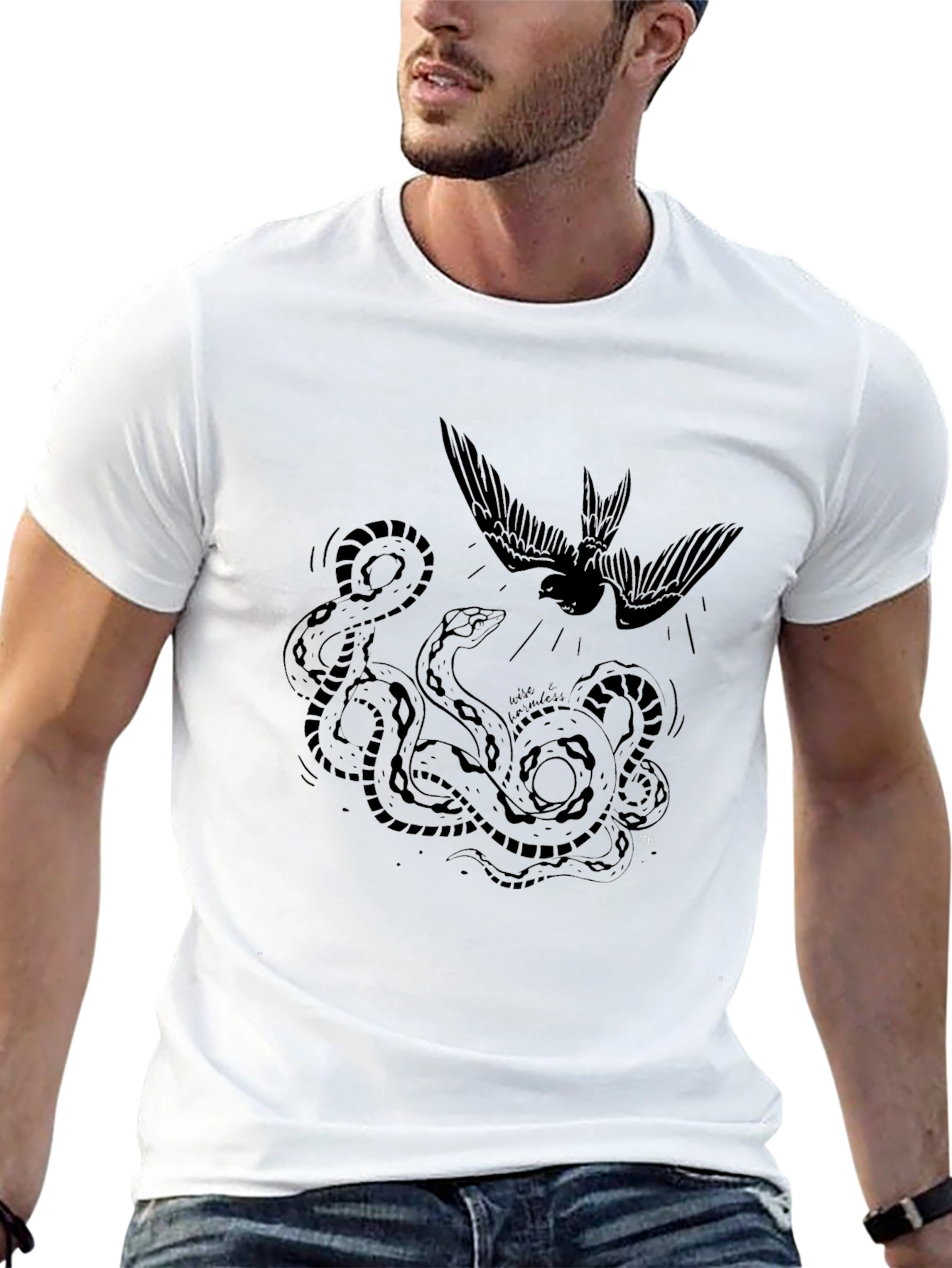 Black Snake vs Bird Graphic Tee