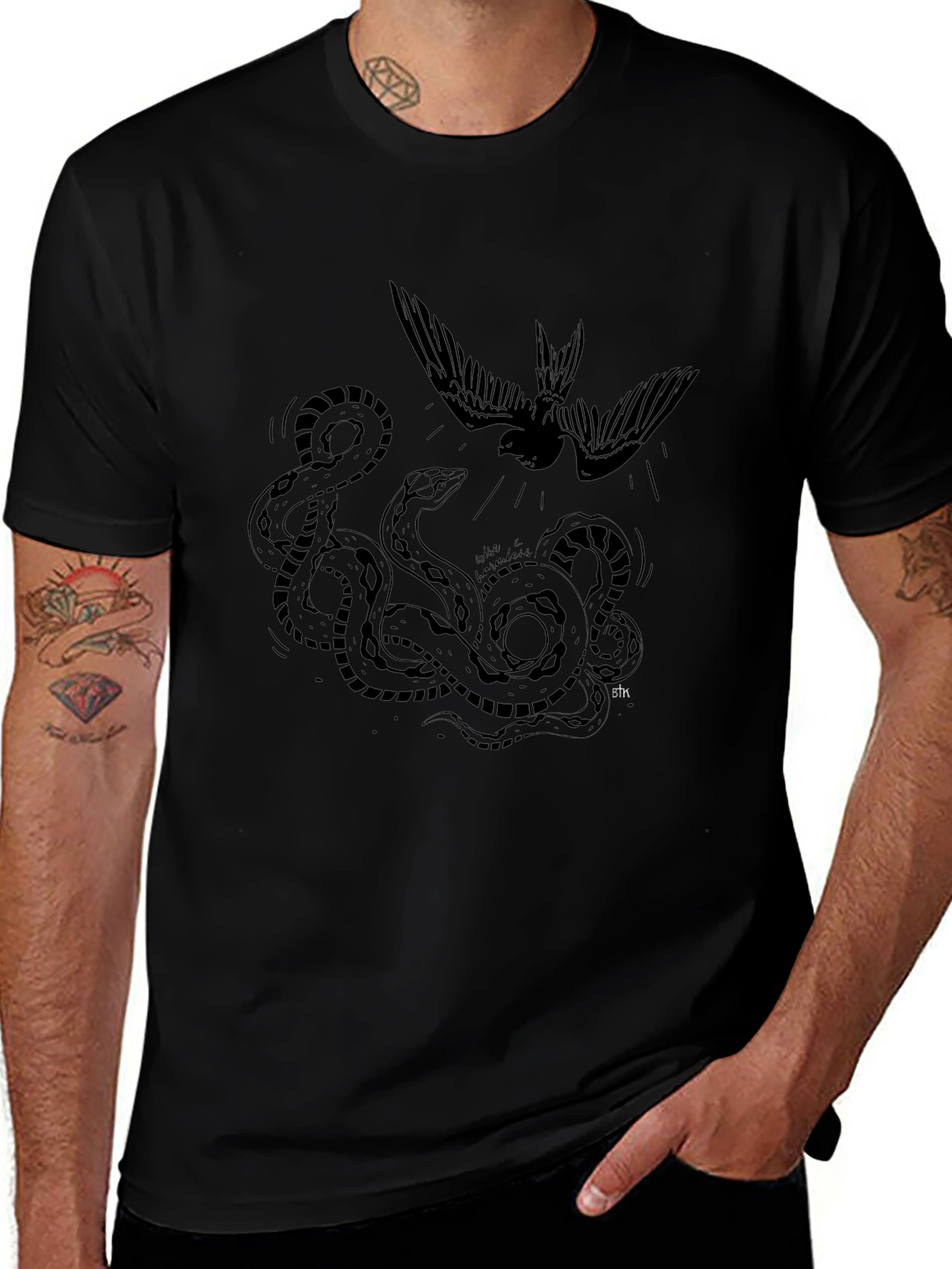 Black Snake vs Bird Graphic Tee