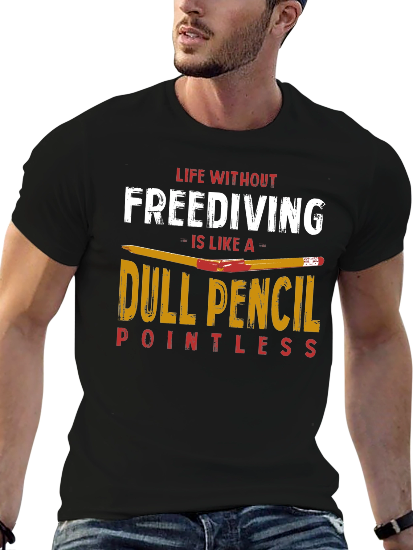 Freediving Dull Pencil Graphic Tee