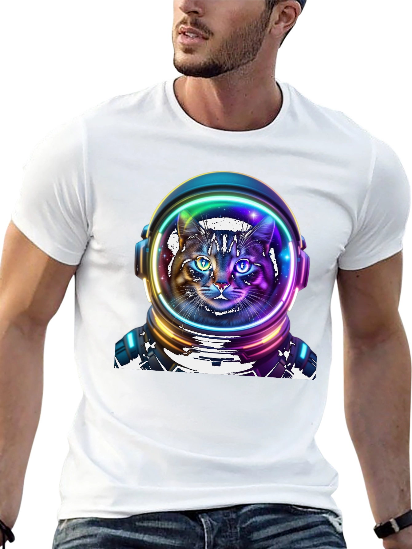 Astronaut Cat Graphic Tee - Space Kitty T-Shirt